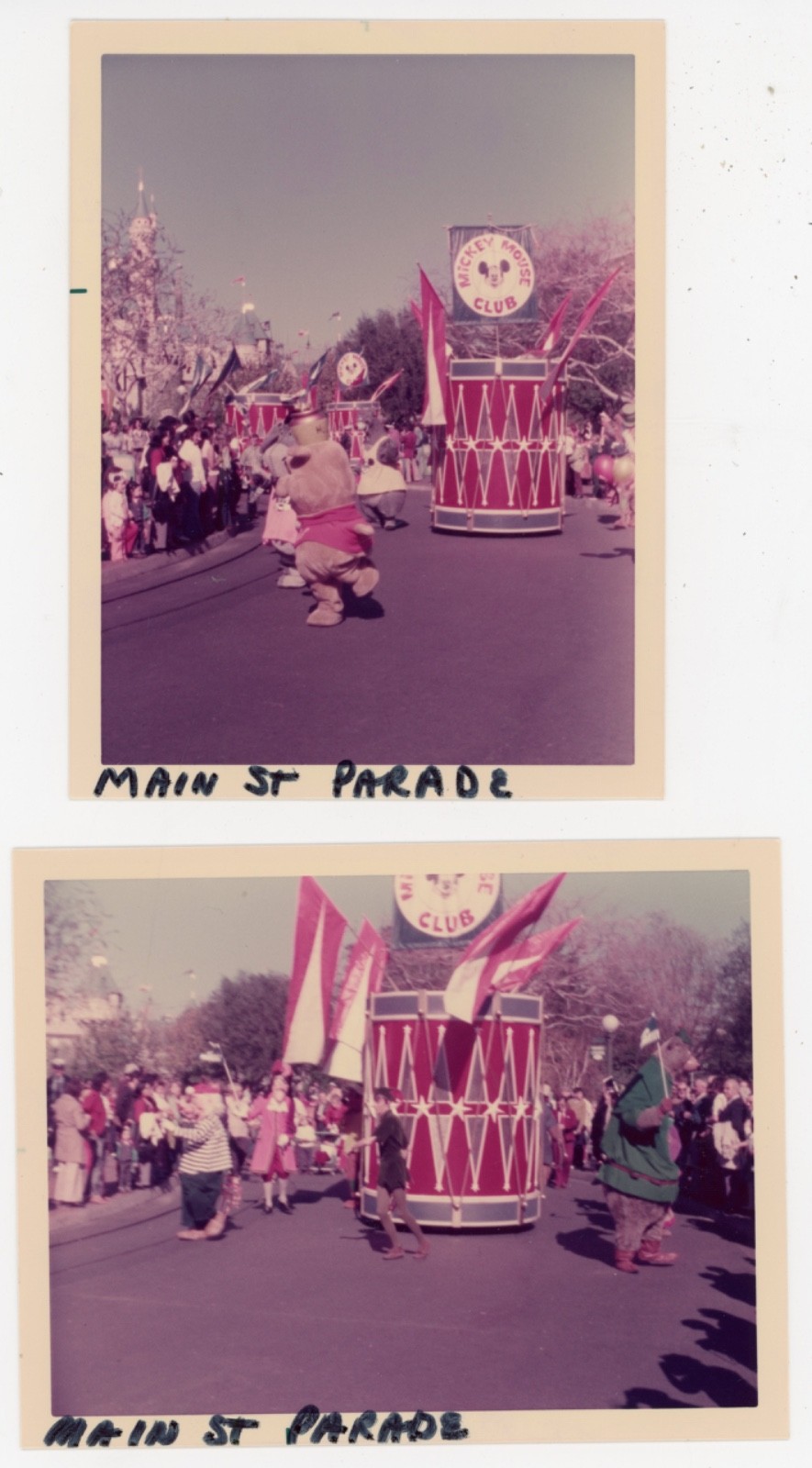 Disneyland Main Street Parade Mickey Mouse Club c1960s Anaheim Calif.  Photos x2