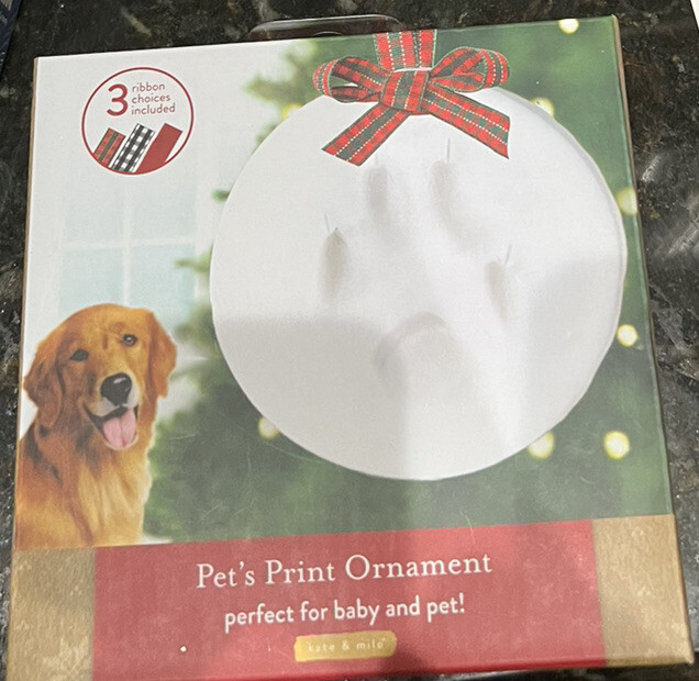 Tiny Ideas Pawprints Holiday Keepsake Ornament Pet Dog, Cat Paw Print Christmas