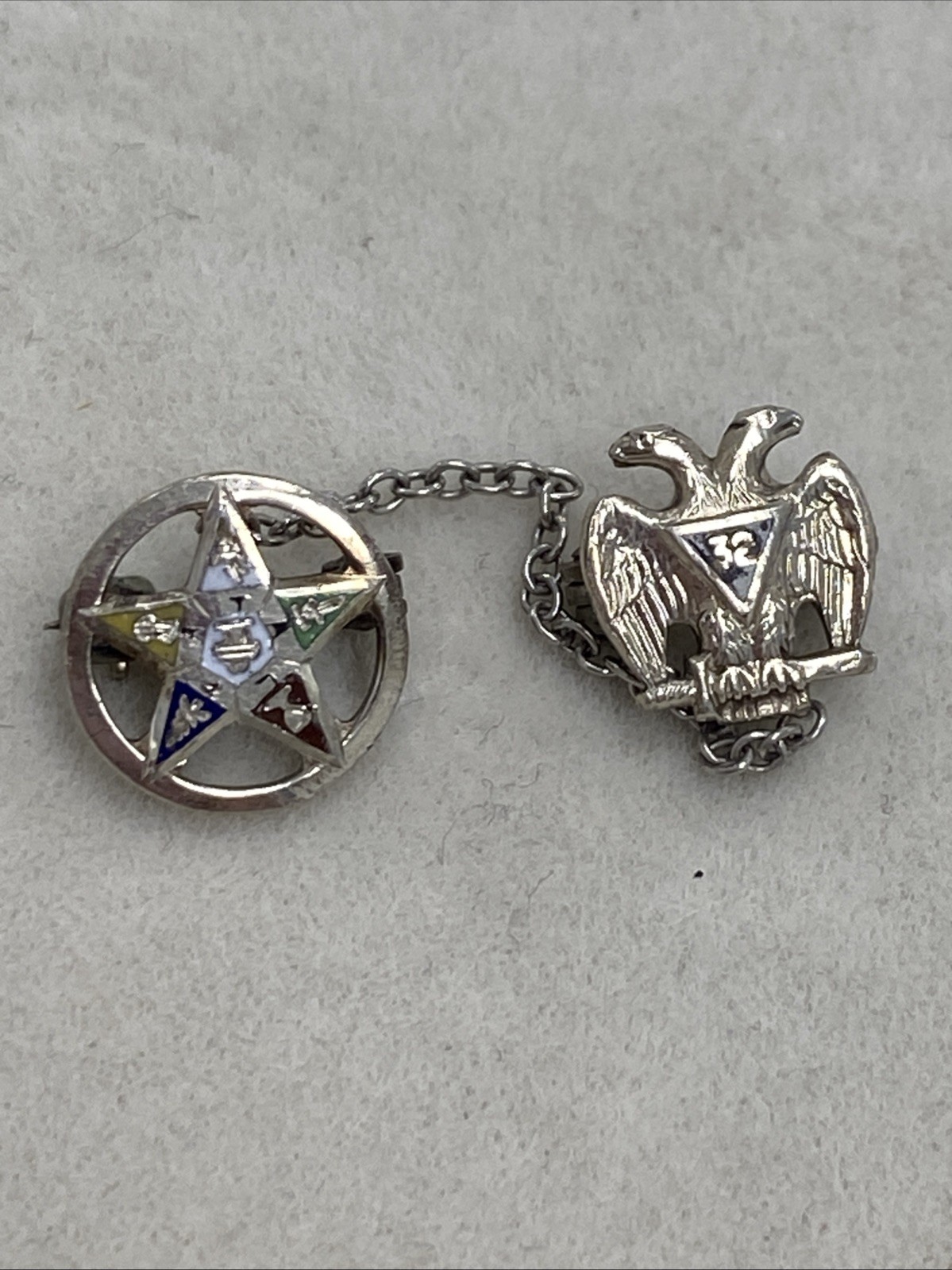 Vintage 14k Order Of The Eastern Star And 32nd Rite Lapel Pins