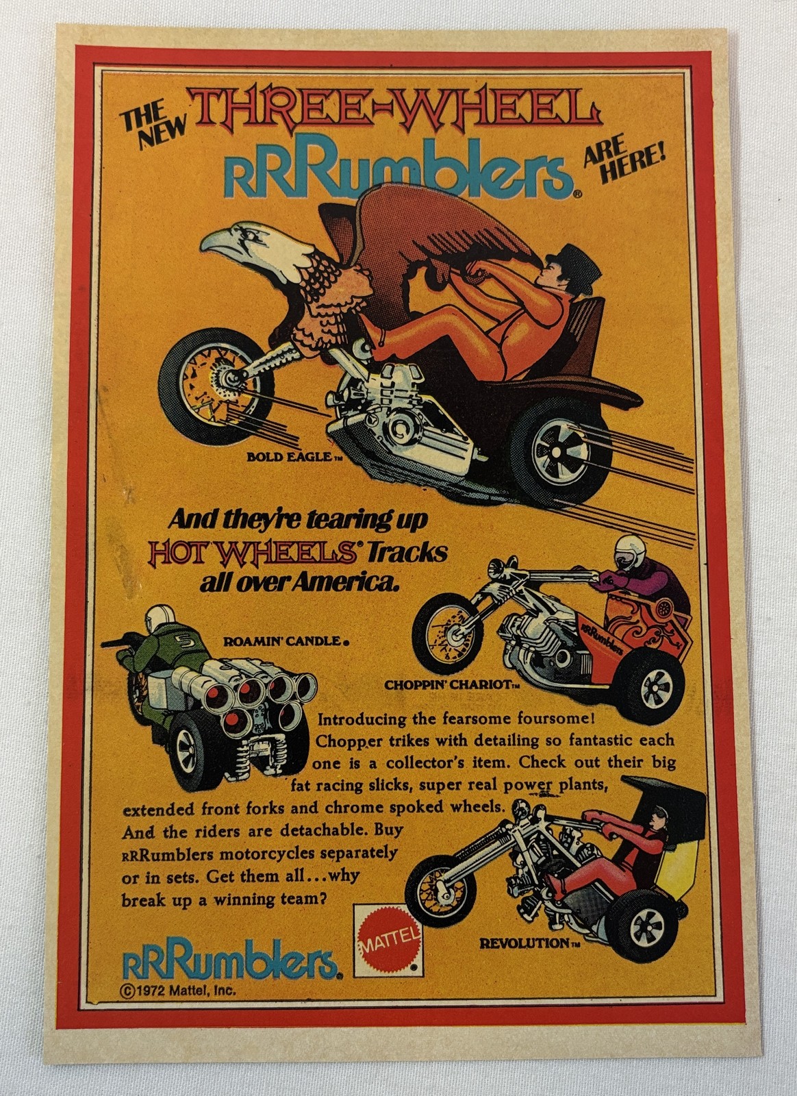 1972 Mattel Hot Wheels THREE WHEEL RRRUMBLERS ad page ~ rumblers 1972 Mattel Hot Wheels THREE WHEEL RRRUMBLERS ad page ~ rumblers