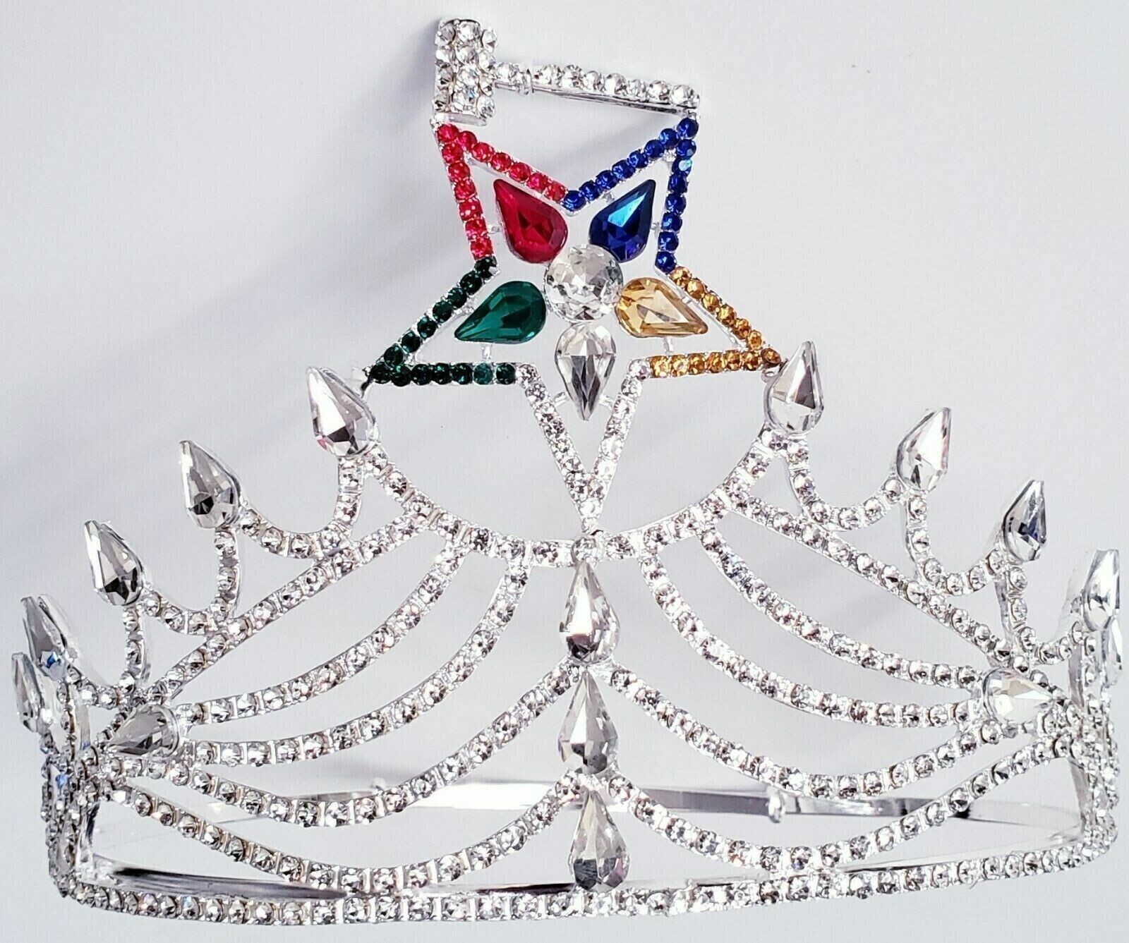 Freemason Masonic OES Matron SILVER TONE Rhinestone O.E.S Adjustable CROWN