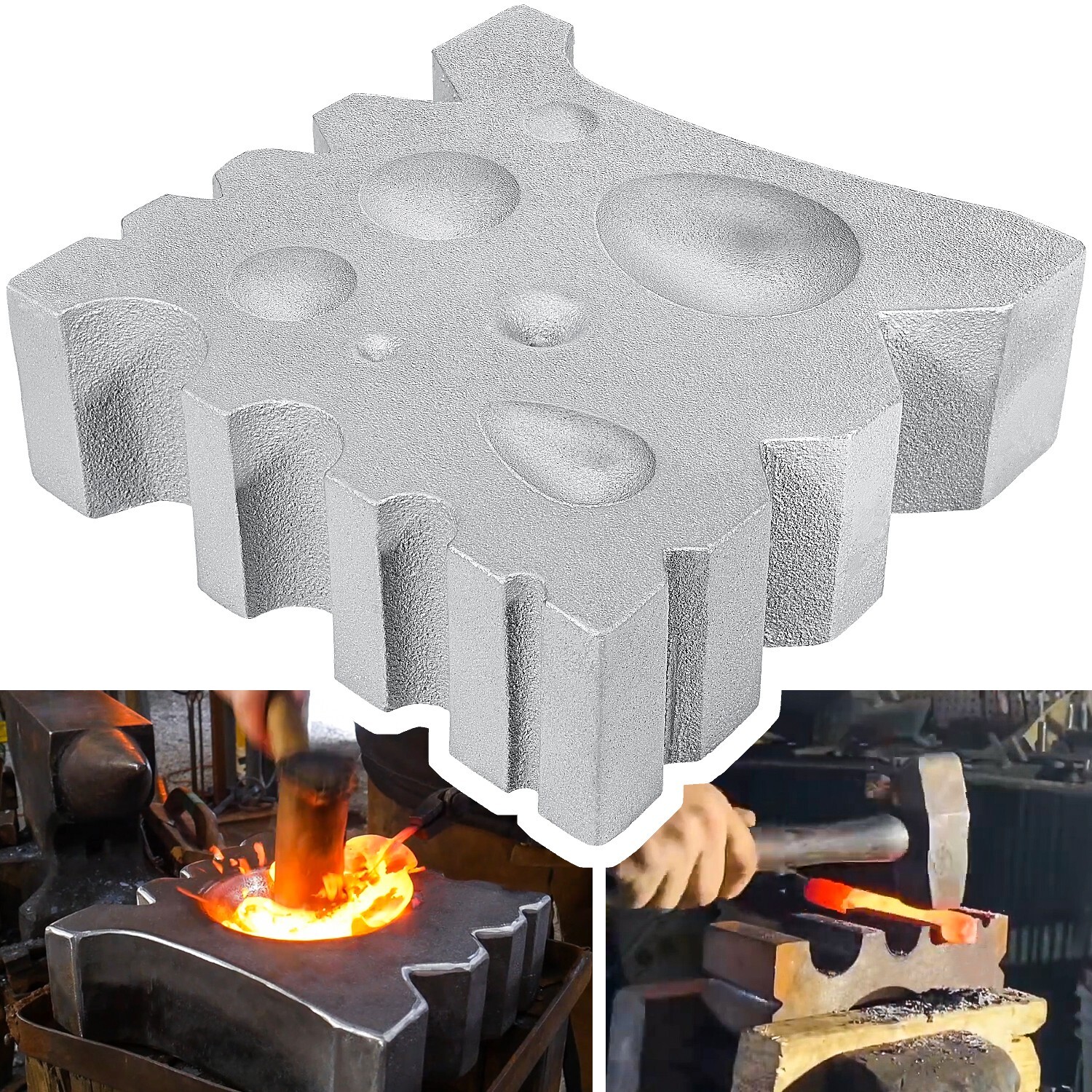 50lb Blacksmith Swage Block Anvil Forge Bowl Ladle Spoon Making Solid Cast Iron