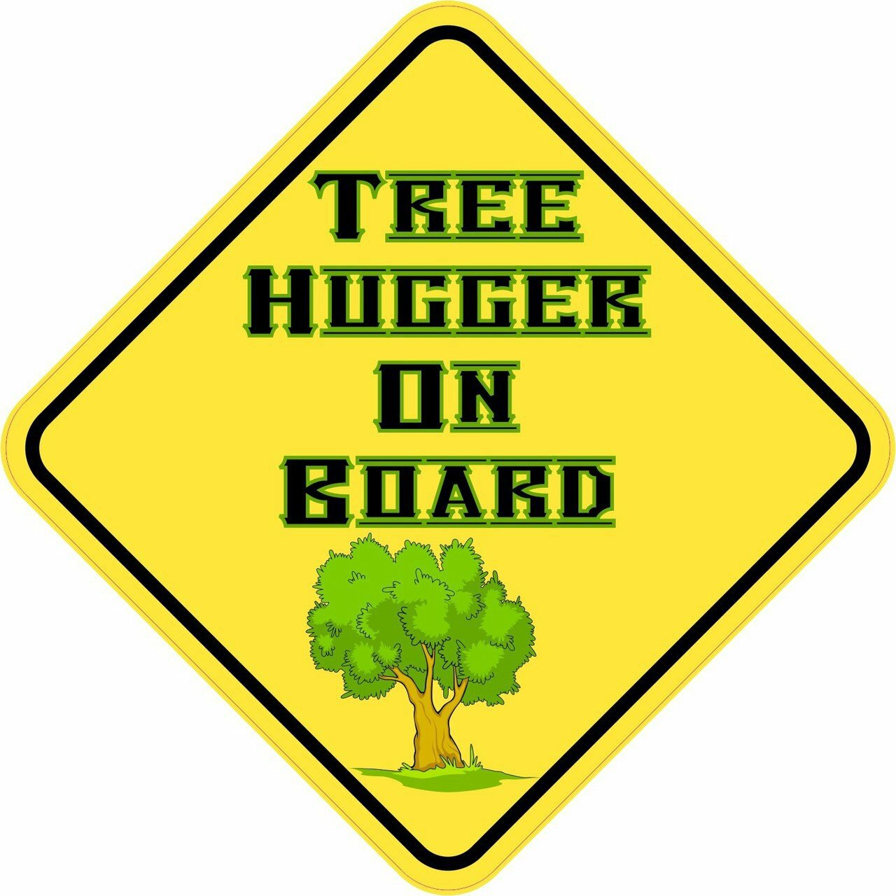 5in x 5in Tree Hugger On Board Sticker Car Truck Vehicle Bumper Decal