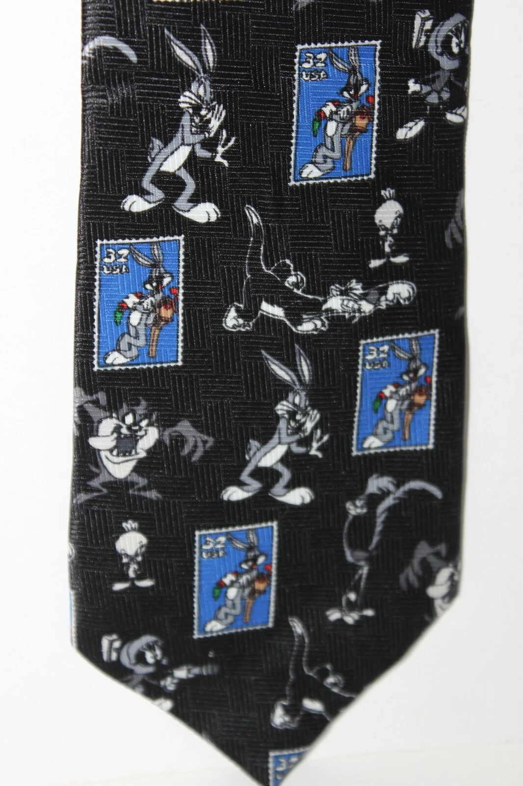 Vintage Looney Tunes Stamp Collection Necktie Bugs Bunny Taz Marvin USPS 1997 Vintage Looney Tunes Stamp Collection Necktie Bugs Bunny Taz Marvin USPS 1997