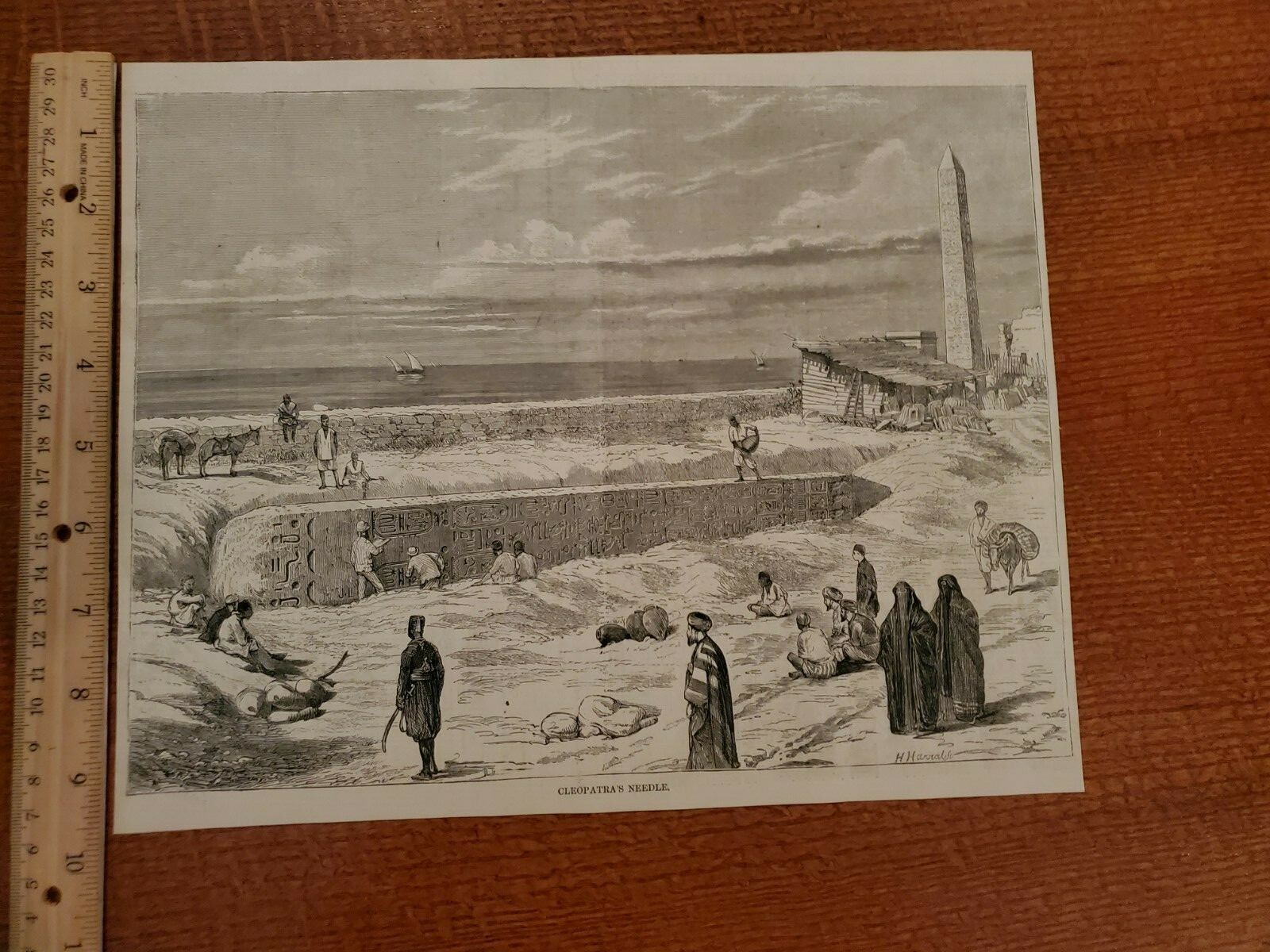 Harper\'s Weekly 1875 Sketch Print CLEOPATRAS NEEDLE Harper\'s Weekly 1875 Sketch Print CLEOPATRAS NEEDLE