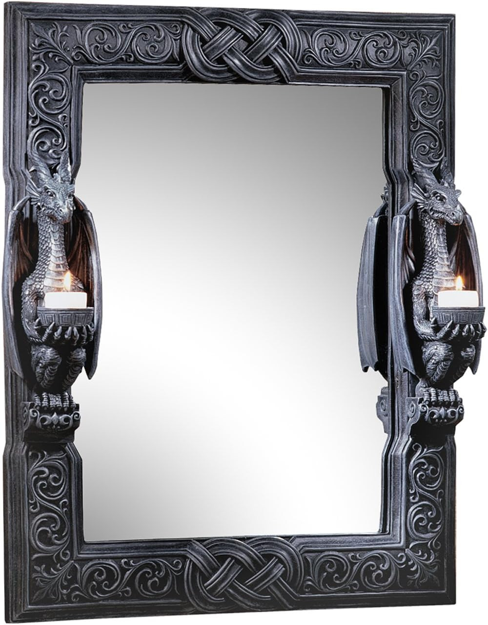 Gothic Dragon Wall Mirror with Candle Holders - 23\