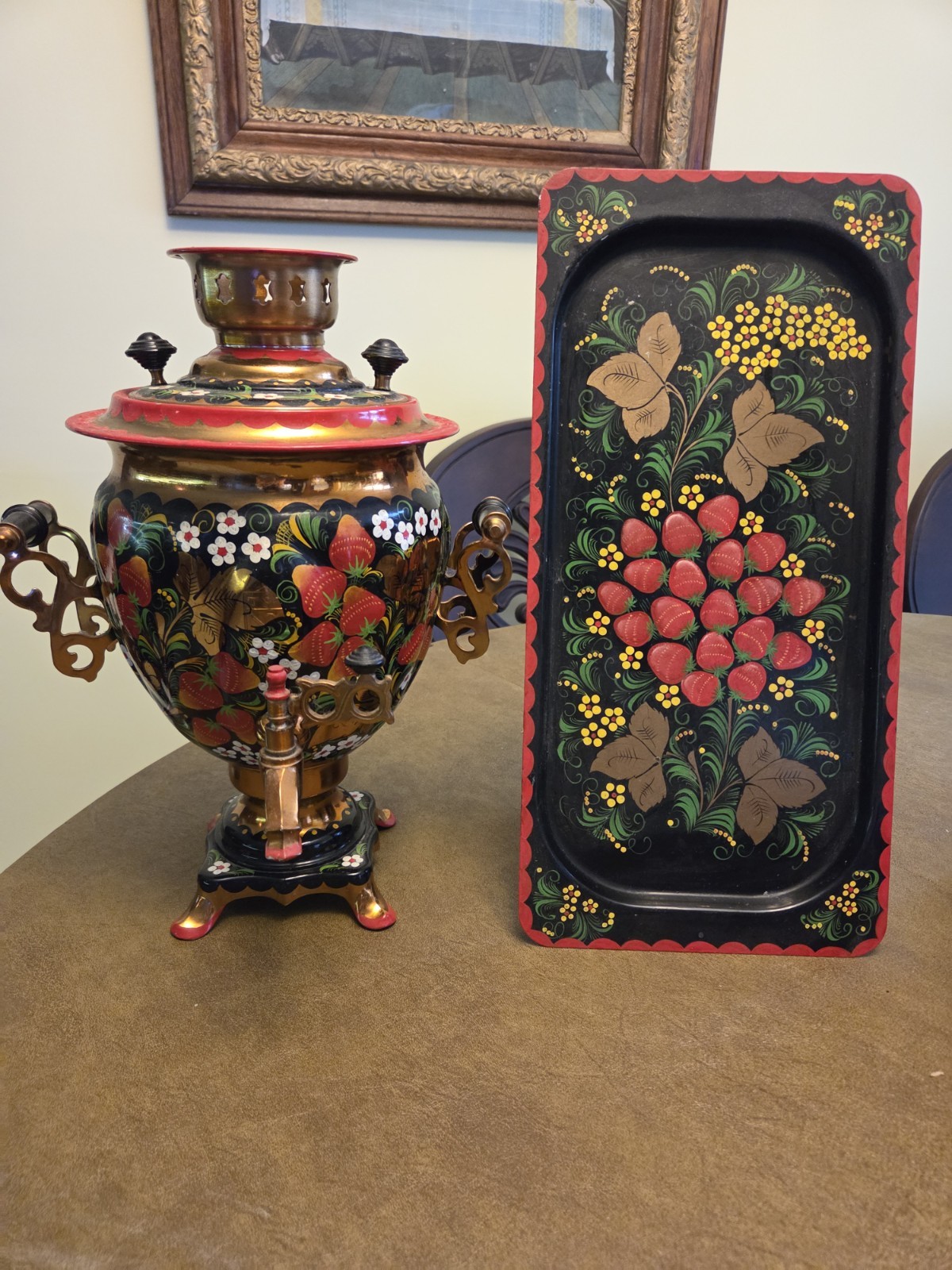 Vintage Soviet Electric Samovar Hand Painted 3L Tea Pot W Tray Made in USSR Vintage Soviet Electric Samovar Hand Painted 3L Tea Pot W Tray Made in USSR