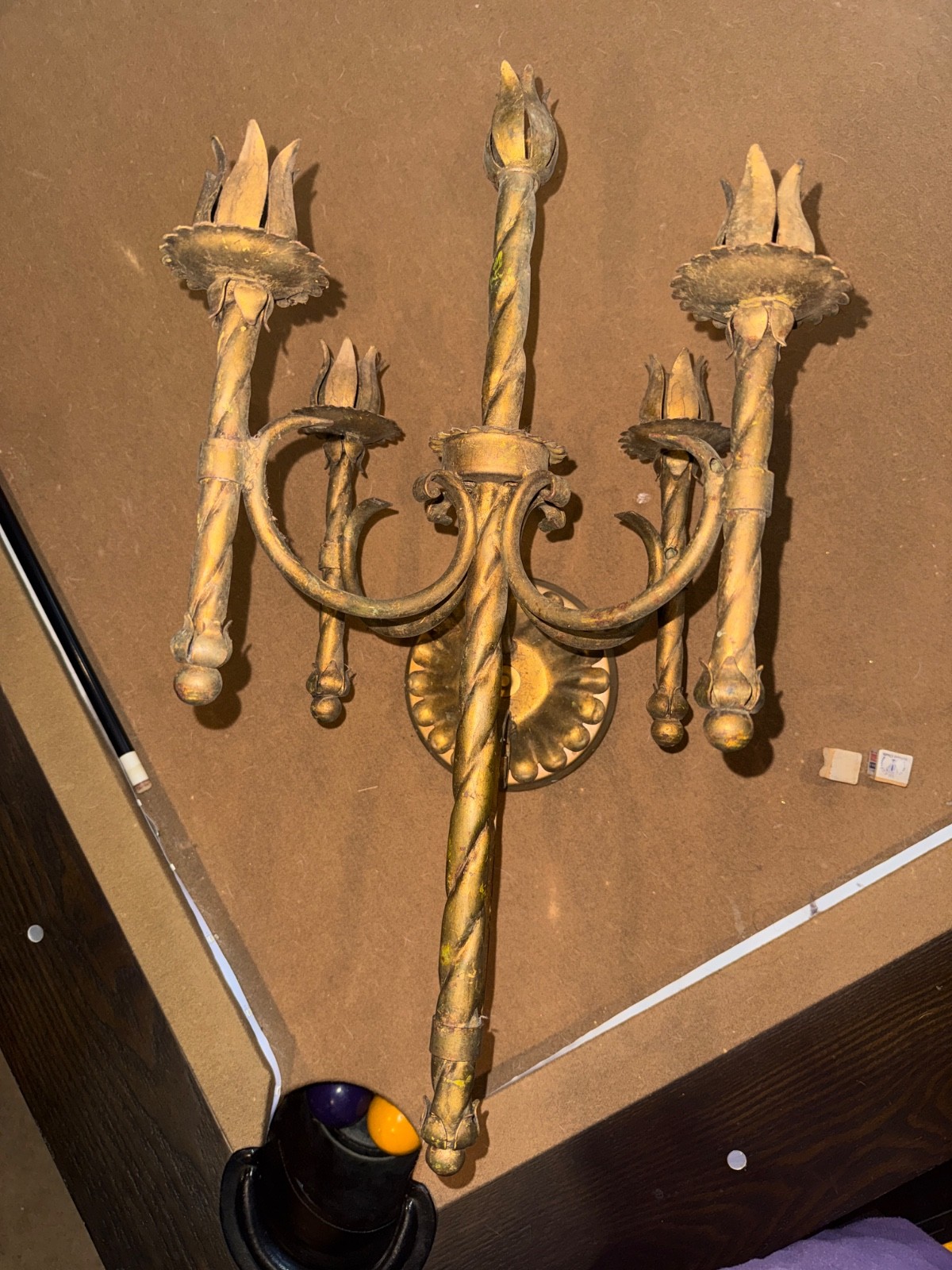 Vintage Large Gold Gilt Metal 5 Candle wall Holder 24” Hollywood Regency Vintage Large Gold Gilt Metal 5 Candle wall Holder 24” Hollywood Regency