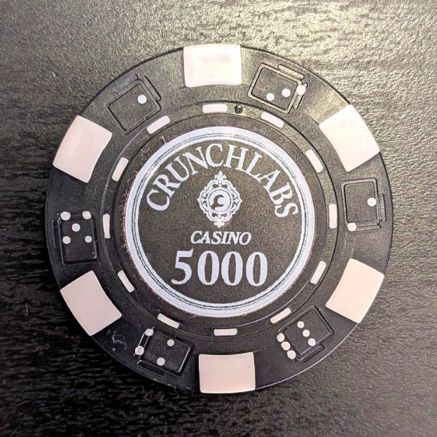 Rare CrunchLabs Casino Poker Chip Black 5000 - From Mark Rober Video Set Rare CrunchLabs Casino Poker Chip Black 5000 - From Mark Rober Video Set