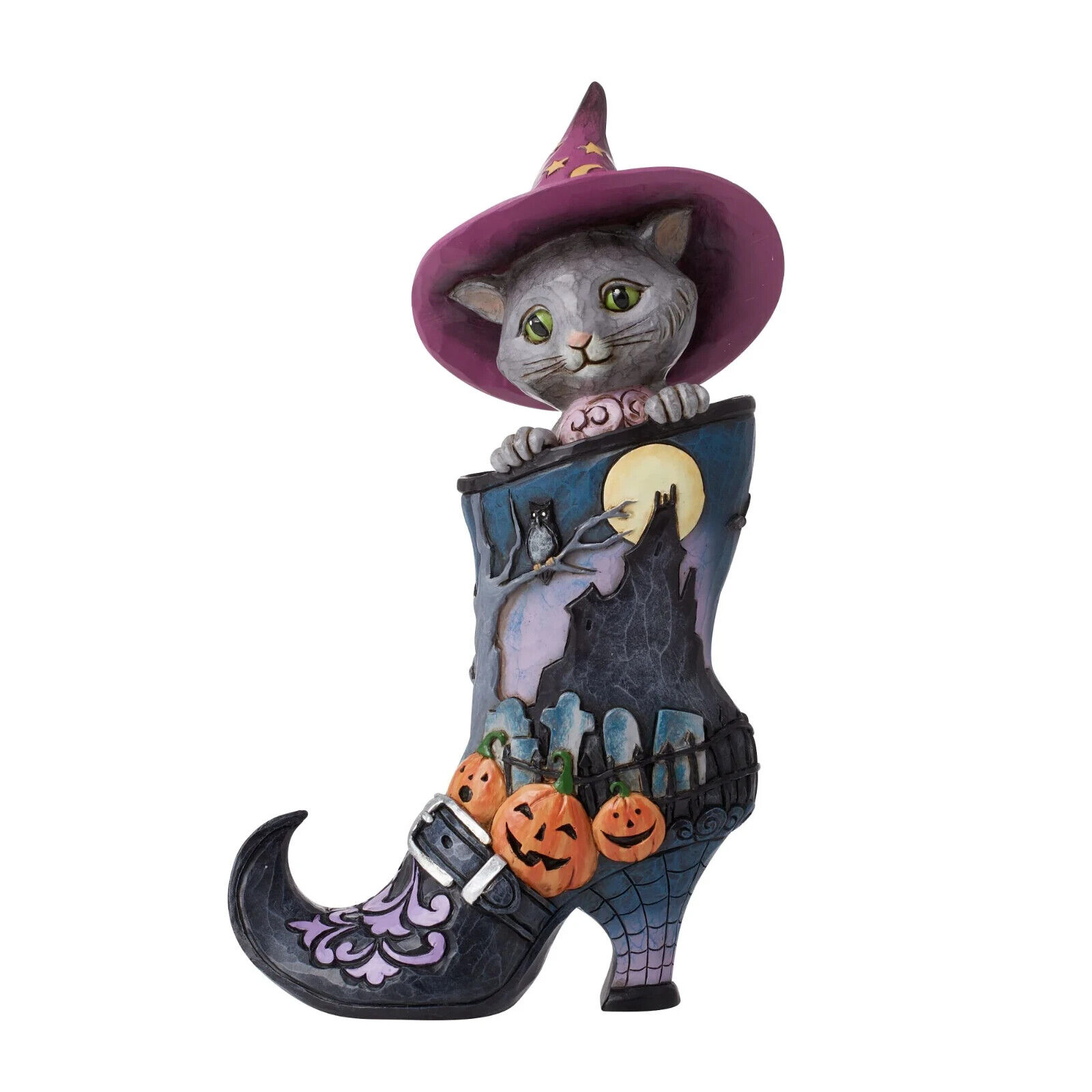 Jim Shore HALLOWEEN 2023 Black Cat in Witch\'s Boot Bootliful Figurine NEW 601275