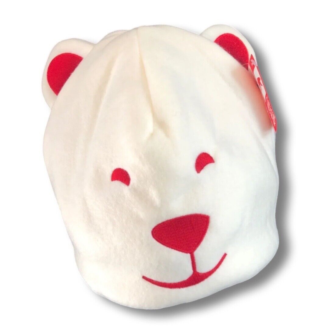 White Polar Bear Coca Cola Arctic Home  Beanie Fleece Hat Cap Recycled *NWT*