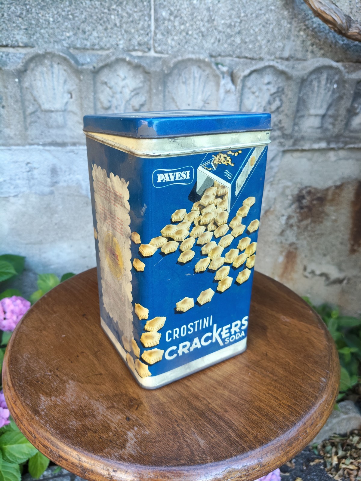 Old Tin Box Cracker Crostini Soda PAVESI Rare Vintage Memorabilia