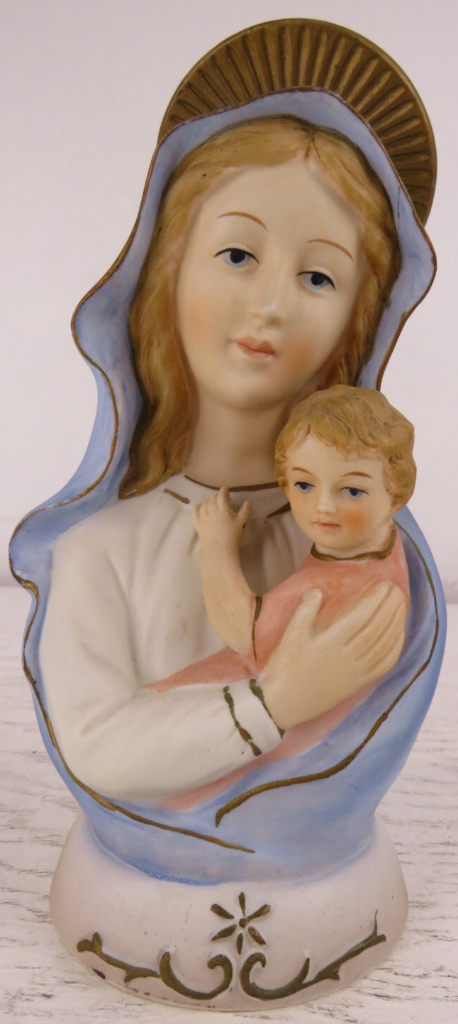 Vintage Mary and Baby Jesus Fine Porcelain Italy Hand Painted 7.25in Vintage Mary and Baby Jesus Fine Porcelain Italy Hand Painted 7.25in