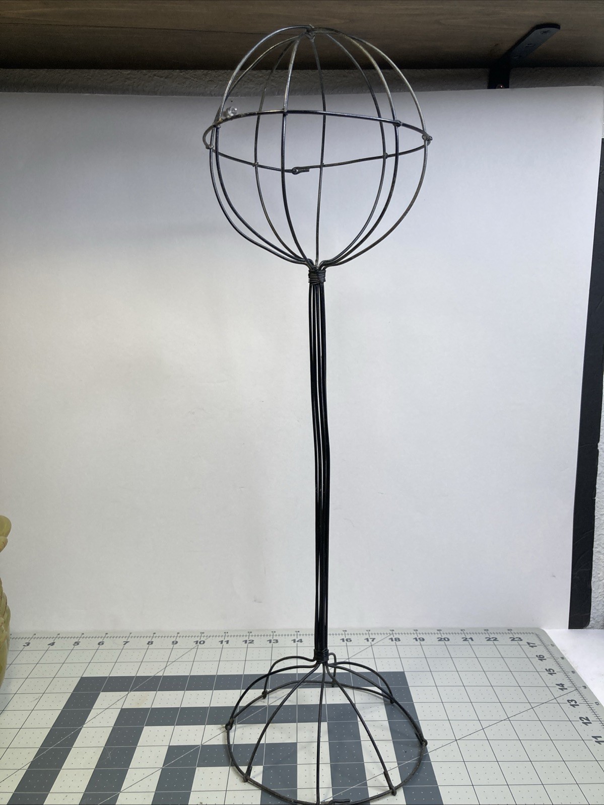 Vintage Wire Hat Stand Millinery Display Wig Stand Metal Display Form 22” Tall