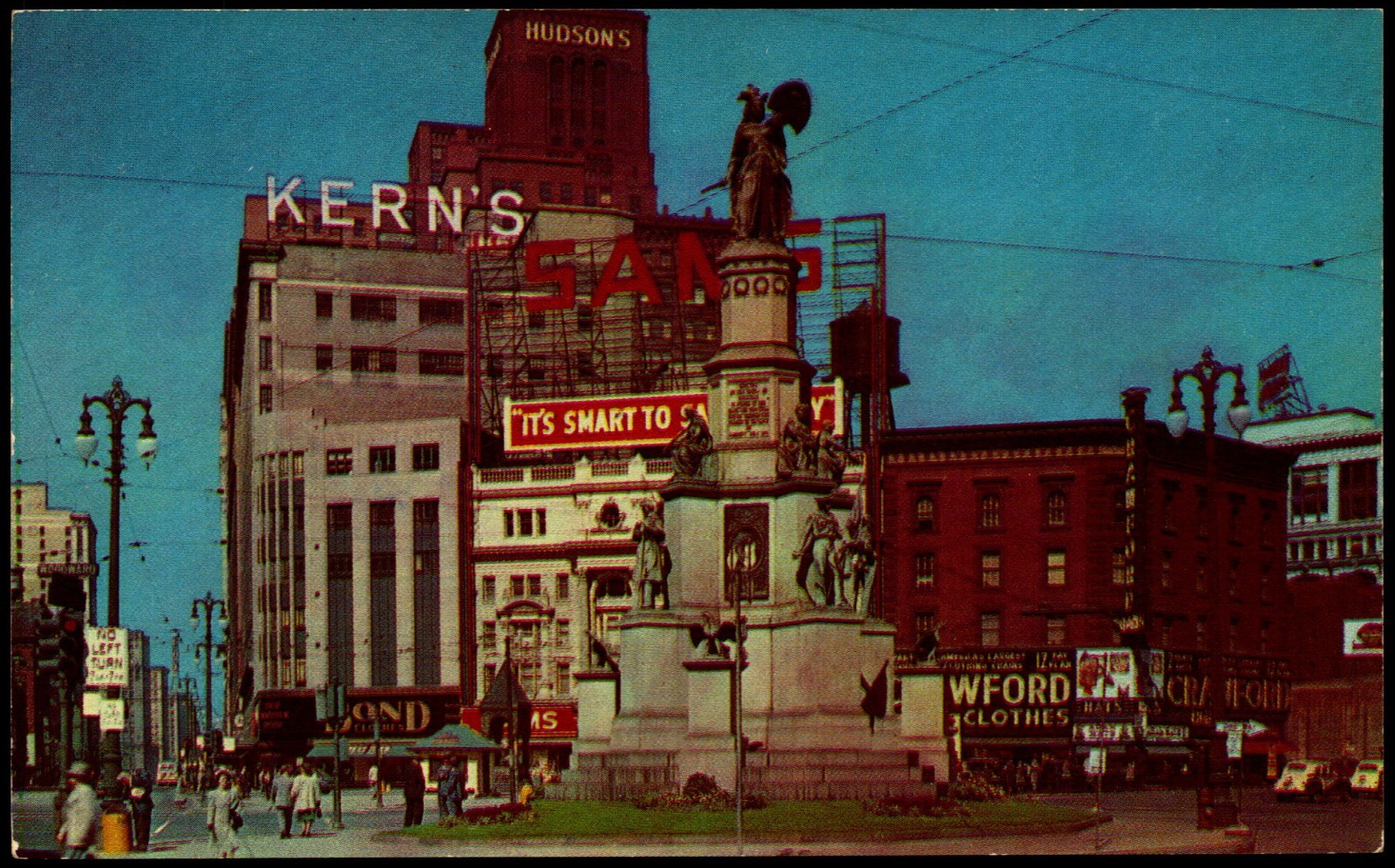 Postcard MI Detroit Michigan Woodward Ave Looking North c1950s E23