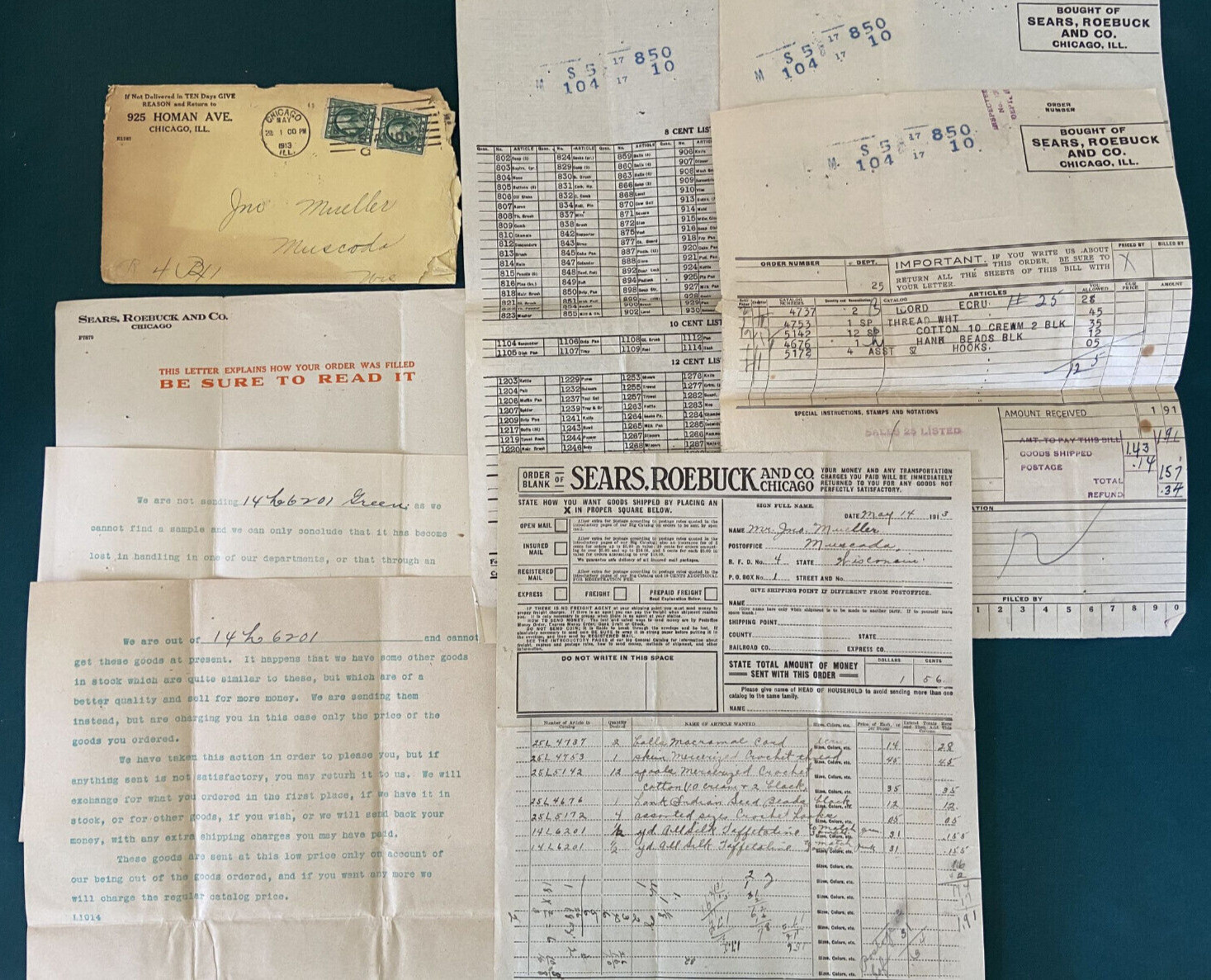 Lot 8 1913 Sears Roebuck Flyers Order Blank Envelope Ephemera Chicago Office Lot 8 1913 Sears Roebuck Flyers Order Blank Envelope Ephemera Chicago Office