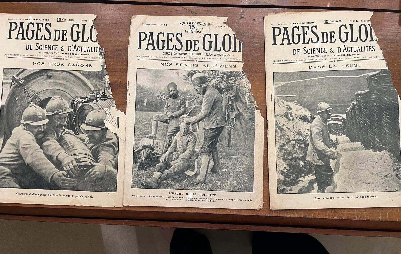 Lot of 3 Authentic French newspapers printed during World War I, 1915, 1917