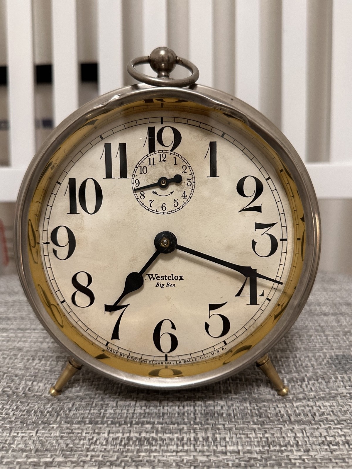 Vintage 1920's Westclox 'Big Ben' Style 1a Nickel Alarm Clock  * WORKING