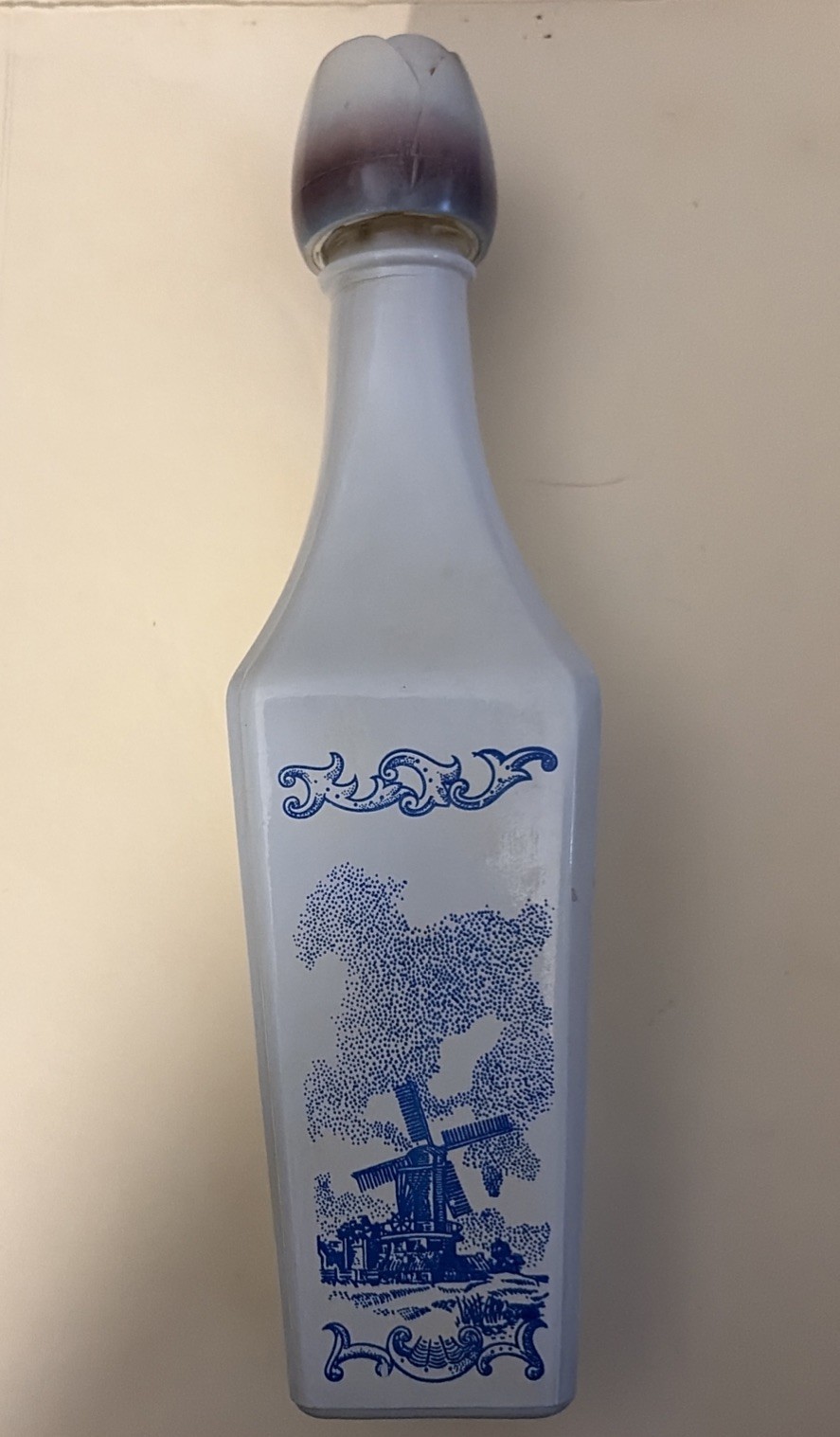 Vandermint Minted Chocolate Liqueur Decanter Delft Blue Windmills EMPTY