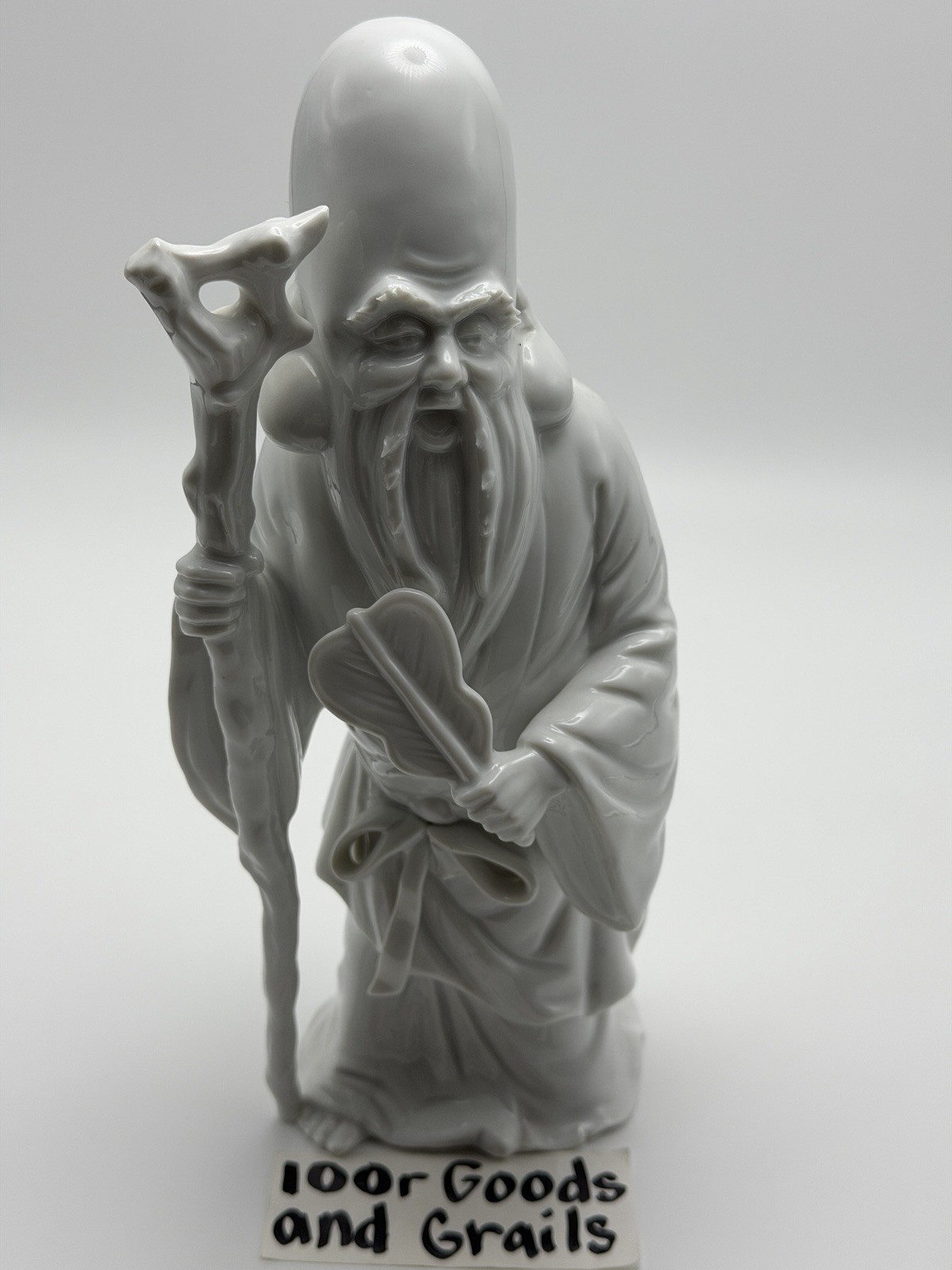 Vintage White Porcelain Figurine Chinese Confucius With Repair Piece 10.25”