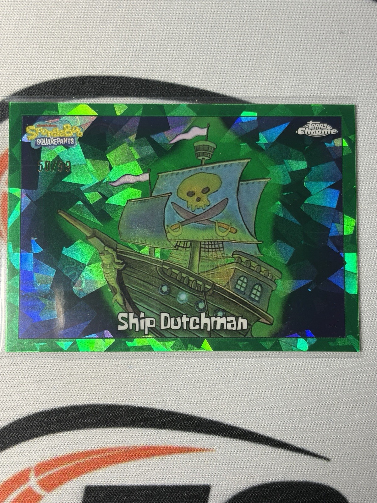 2025 Topps Chrome SpongeBob Ship Dutchman #130 Sapphire Green  /99 Centered