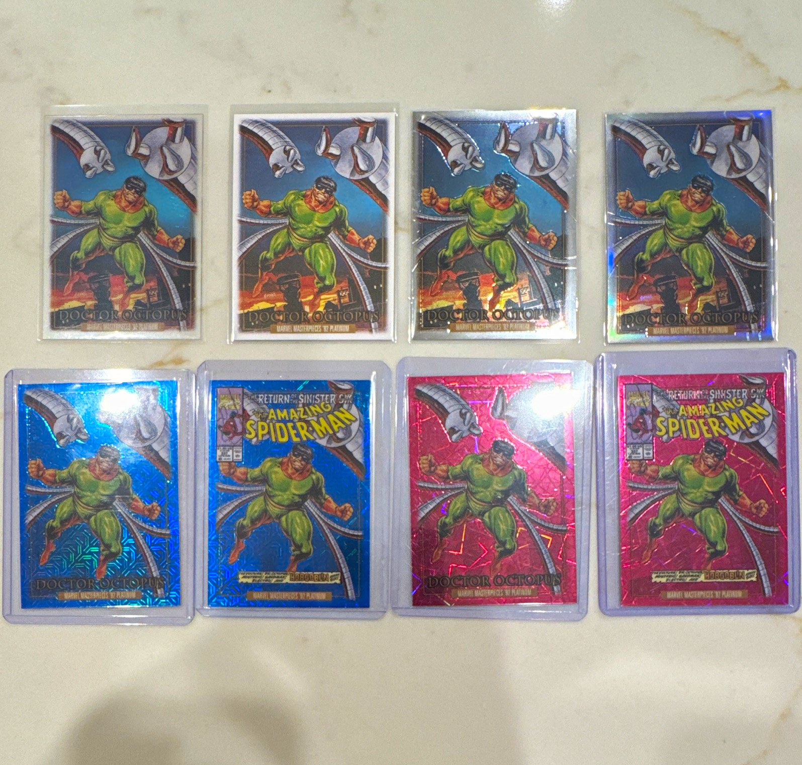 2024 UDC Marvel Masterpieces \'92 Platinum Doc Ock Lot 8- Pink laser/Blue, Traxx