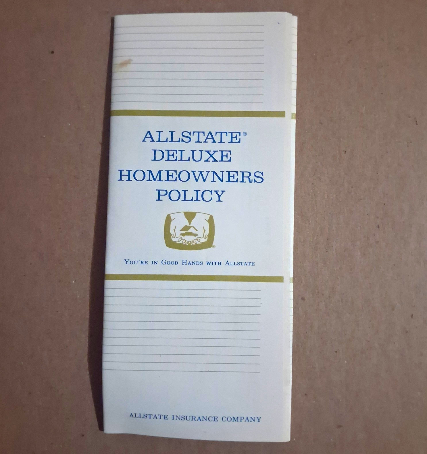 1973 Allstate Homeowners Policy Highlights Booklet & Dec Page  Signed GA