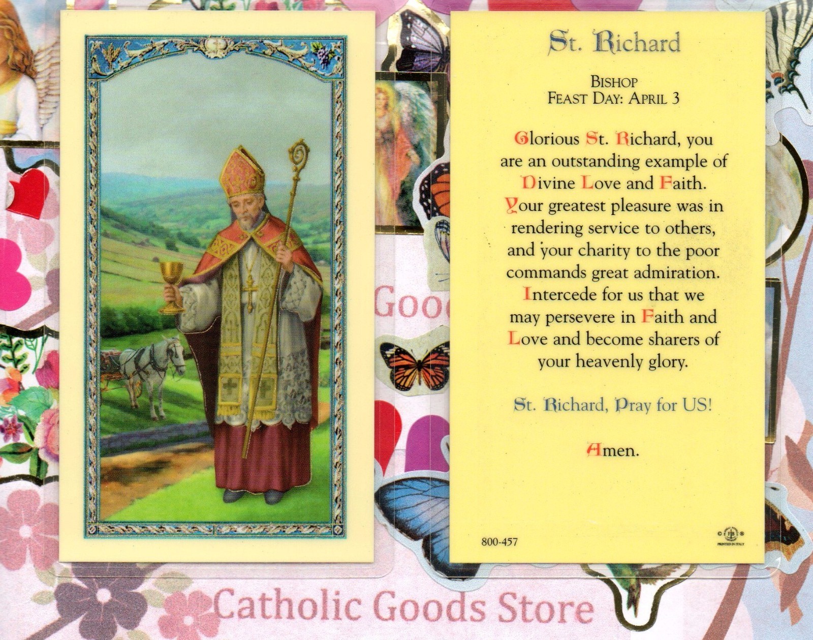Saint Richard with Prayer to St. Richard - Laminated  Holy Card