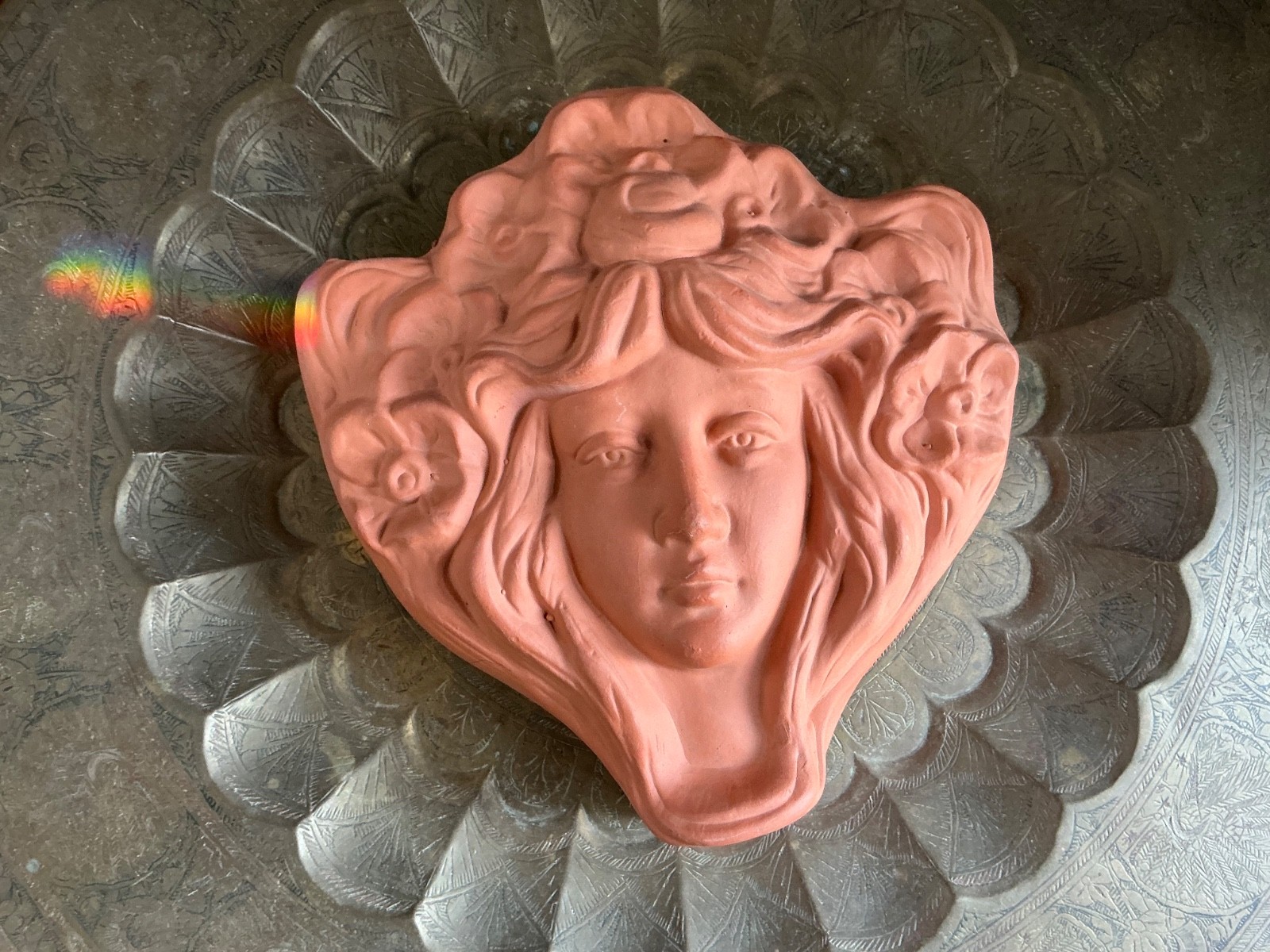 Vintage Thomas Ceramics Terracotta Wall Pocket Planter Art Nouveau 10\