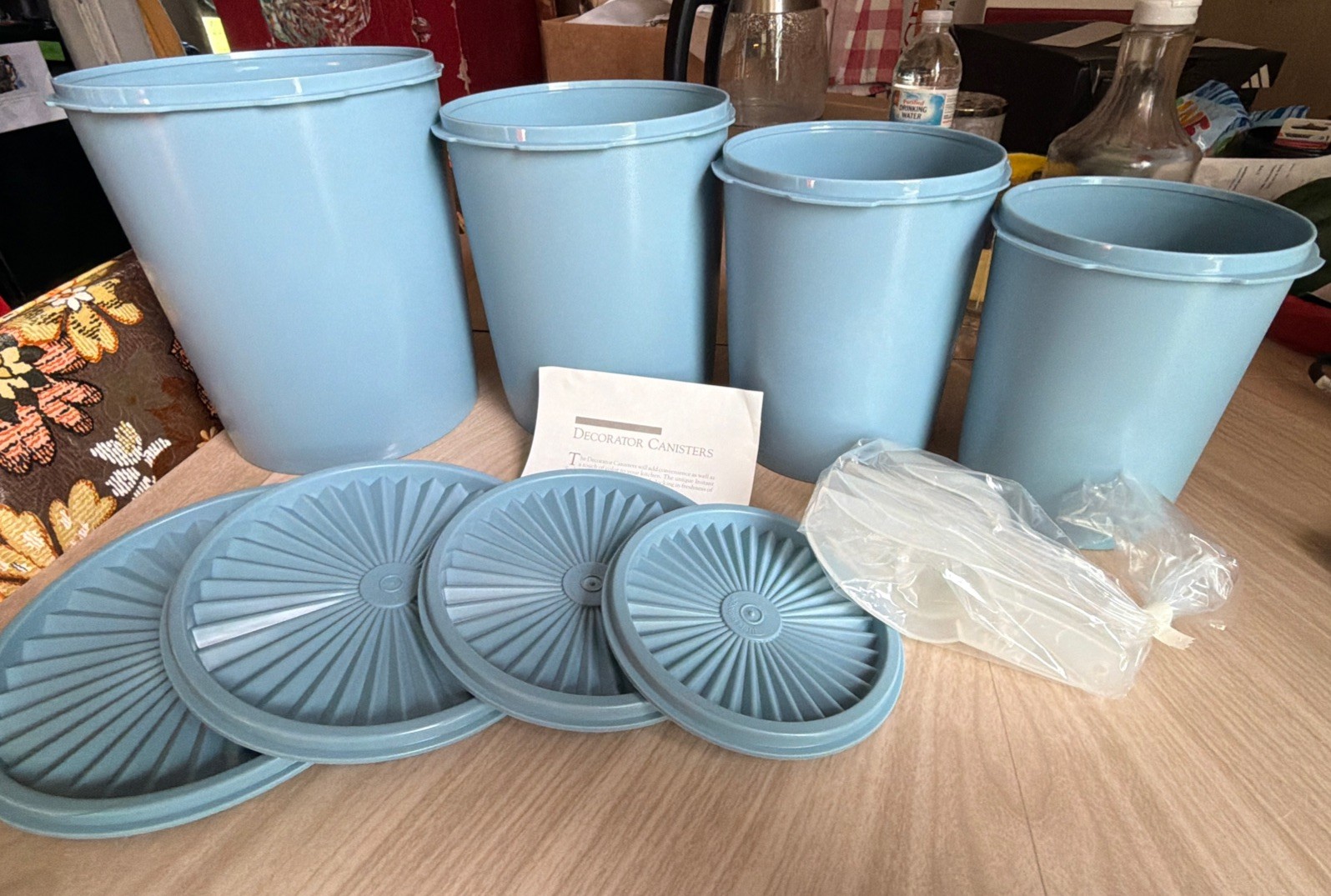 Vintage Tupperware Canister Set 4 Blue Nesting Stacking Containers W/scoops. NOS Vintage Tupperware Canister Set 4 Blue Nesting Stacking Containers W/scoops. NOS