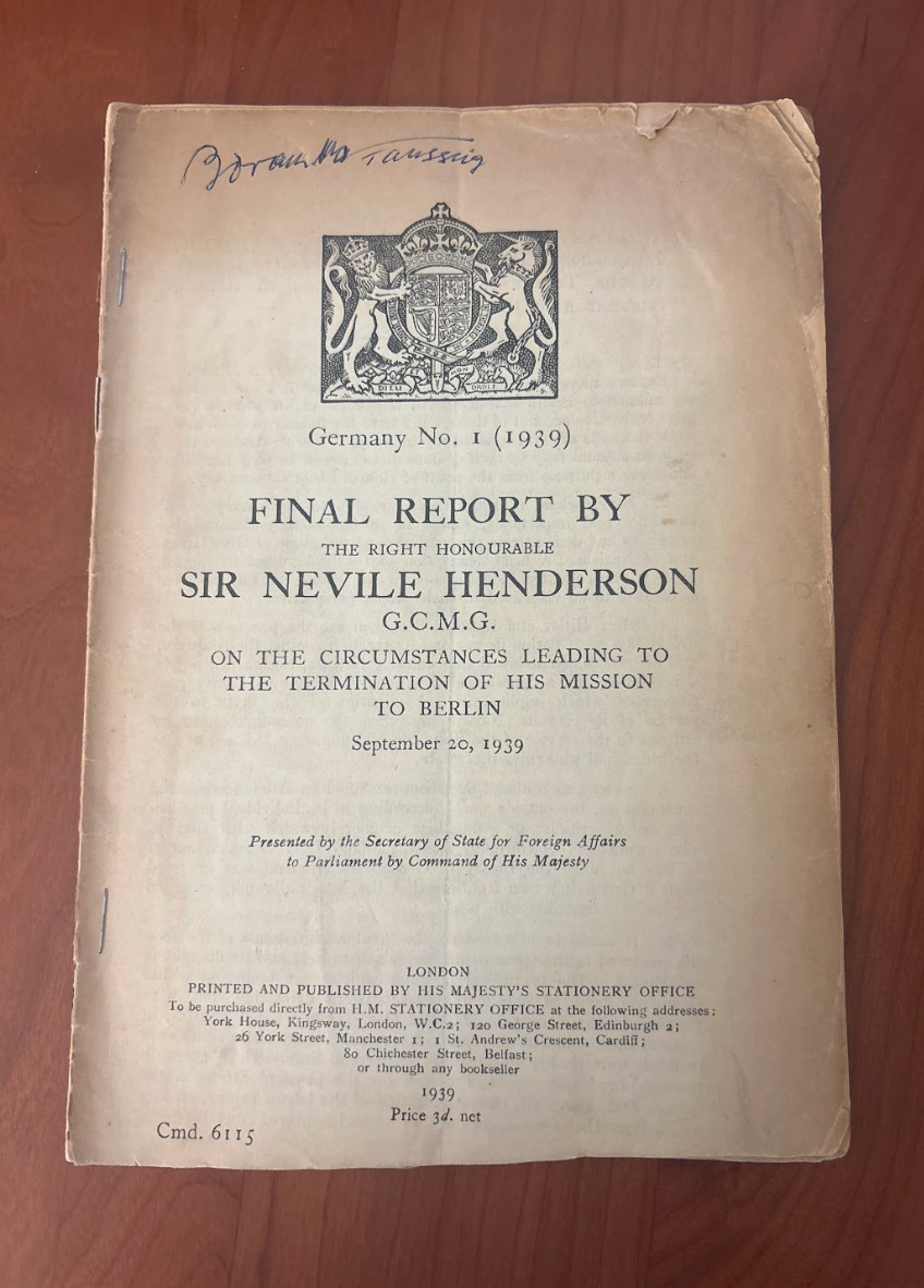 FREE SHIP 1939 Final Report Sir Neville Henderson Termination Of Berlin Mission
