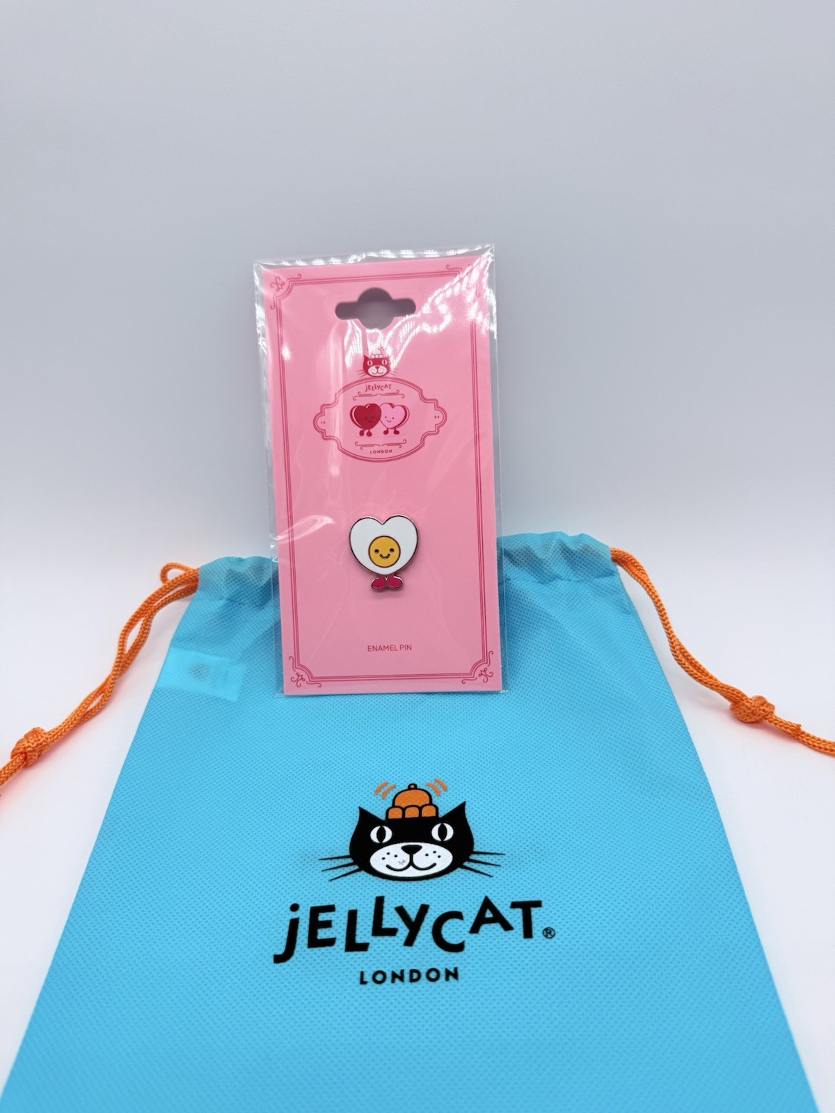 Jellycat Amuseables Heart Boiled Egg Pin Badge Authentic New With Dust Bag
