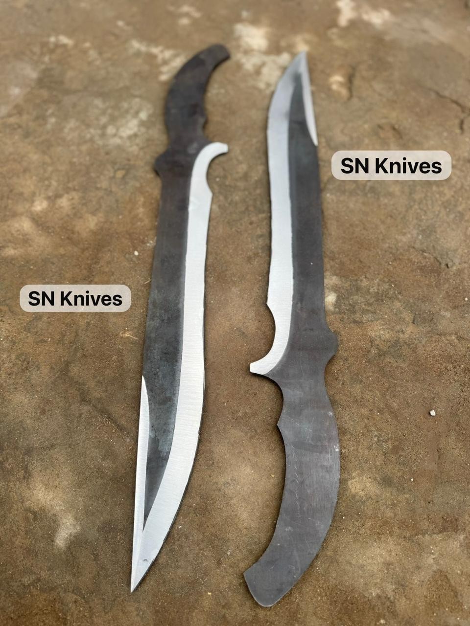 2pcs-Custom Handmade Carbon Steel Hunting Swords Blank Blades With Sheath