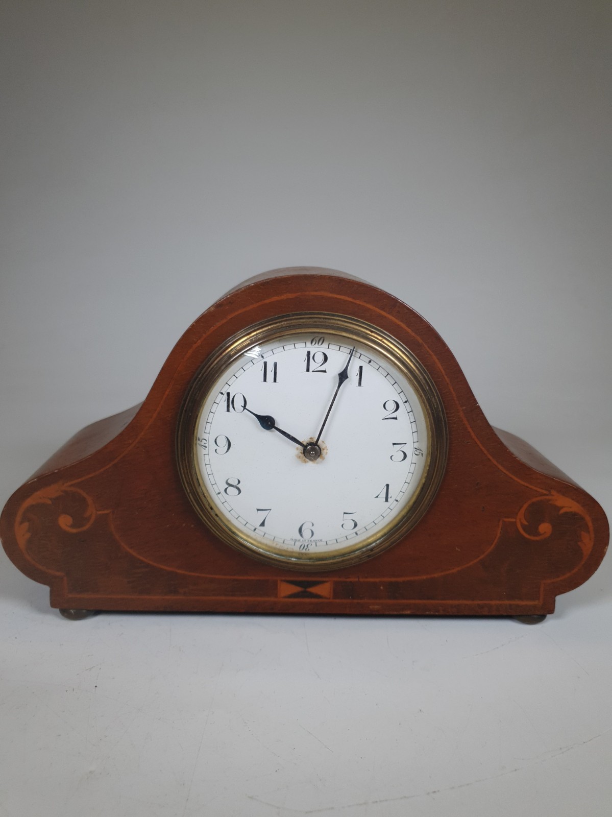 Vintage French Mechanical Wind-up Wooden Mantle Clock