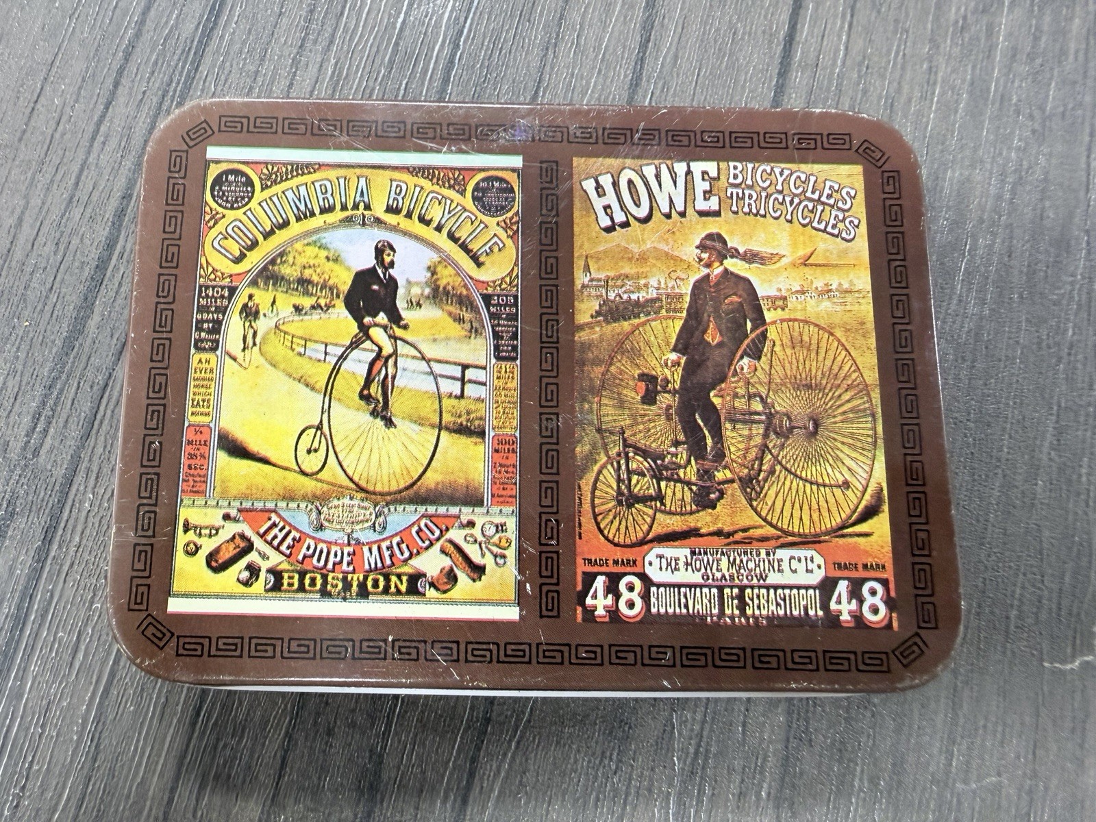 Vintage Columbia & Howe Bicycles Collector Tin Cards Score pad Cards Sealed Vintage Columbia & Howe Bicycles Collector Tin Cards Score pad Cards Sealed