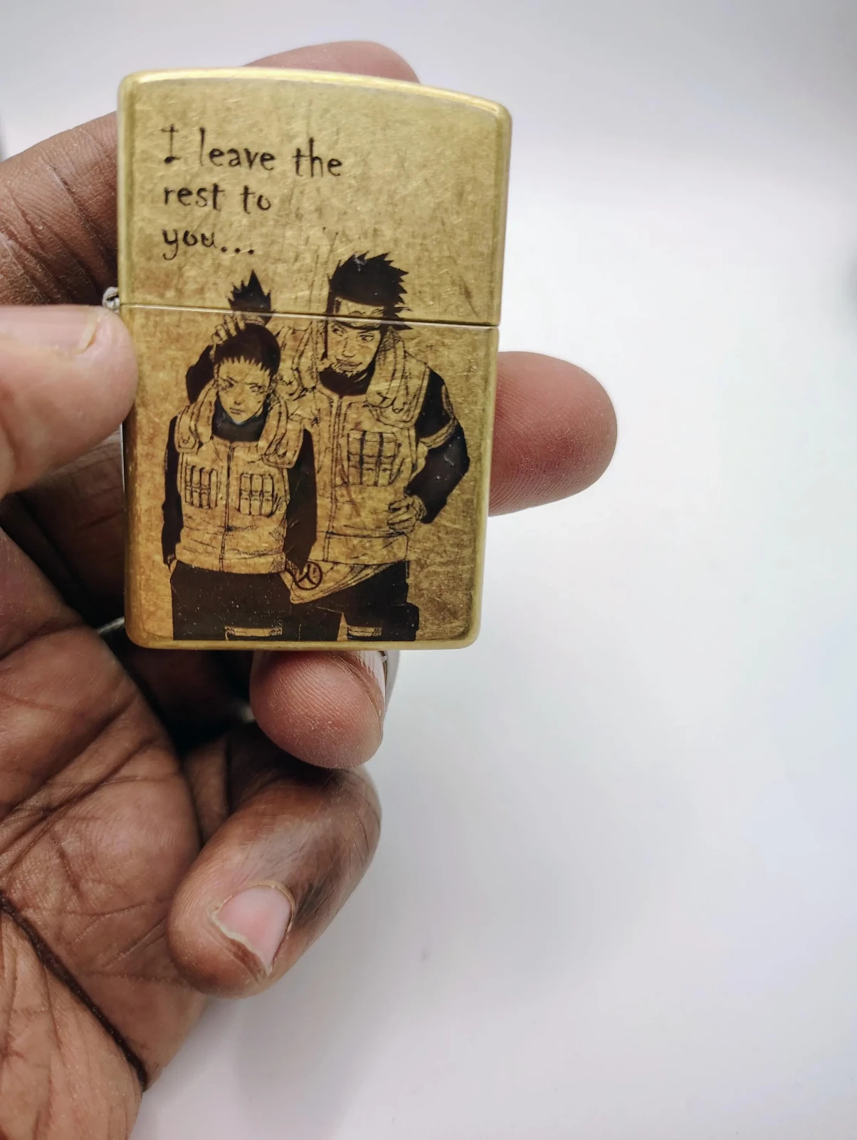 Brass Engraved Lighter – Shadow Strategy Anime Design | Laser Etched Brass Engraved Lighter – Shadow Strategy Anime Design | Laser Etched