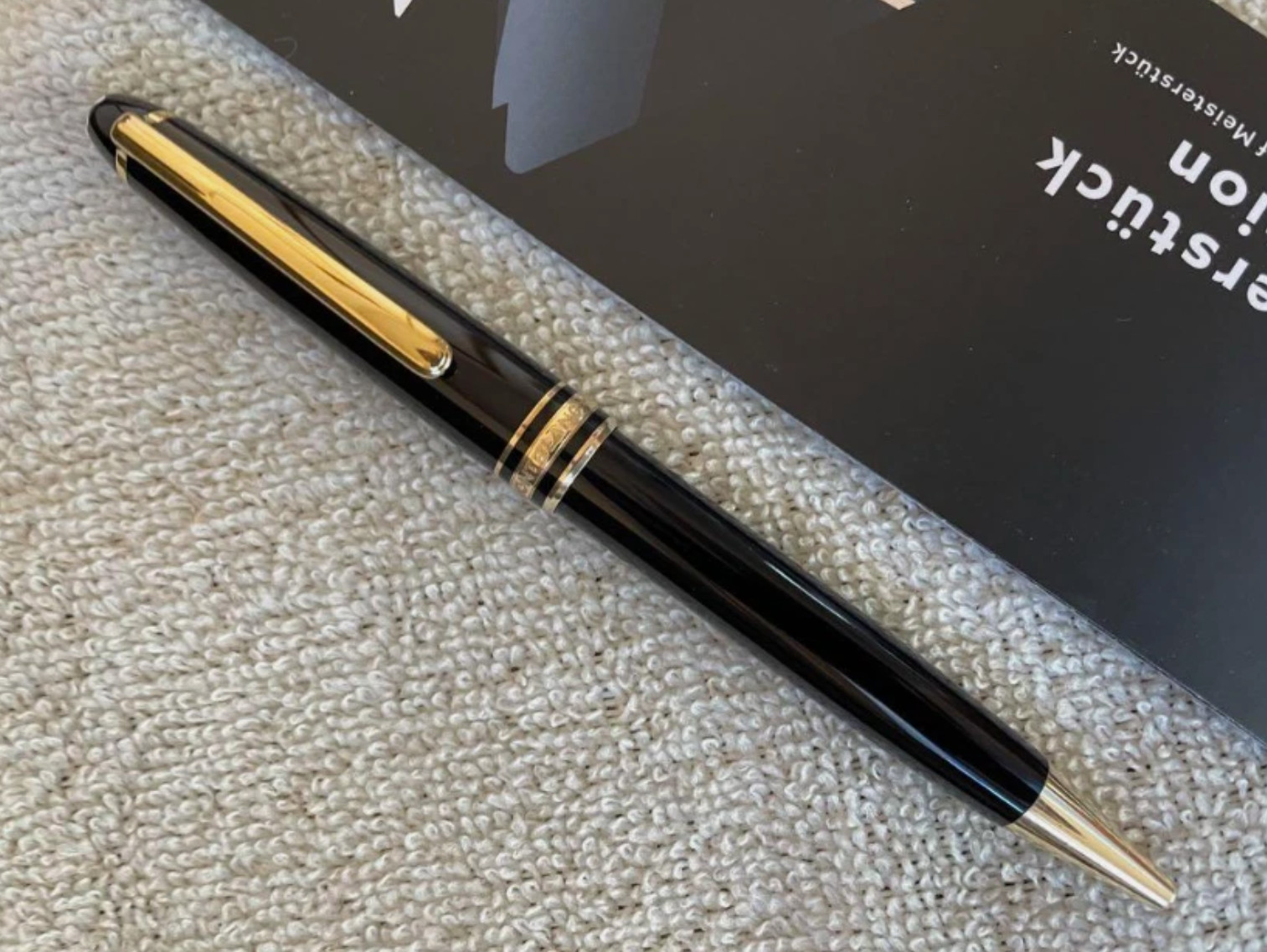 Montblanc Meisterstück 164 Black Gold Ballpoint Pen Luxury Writing Gift Box