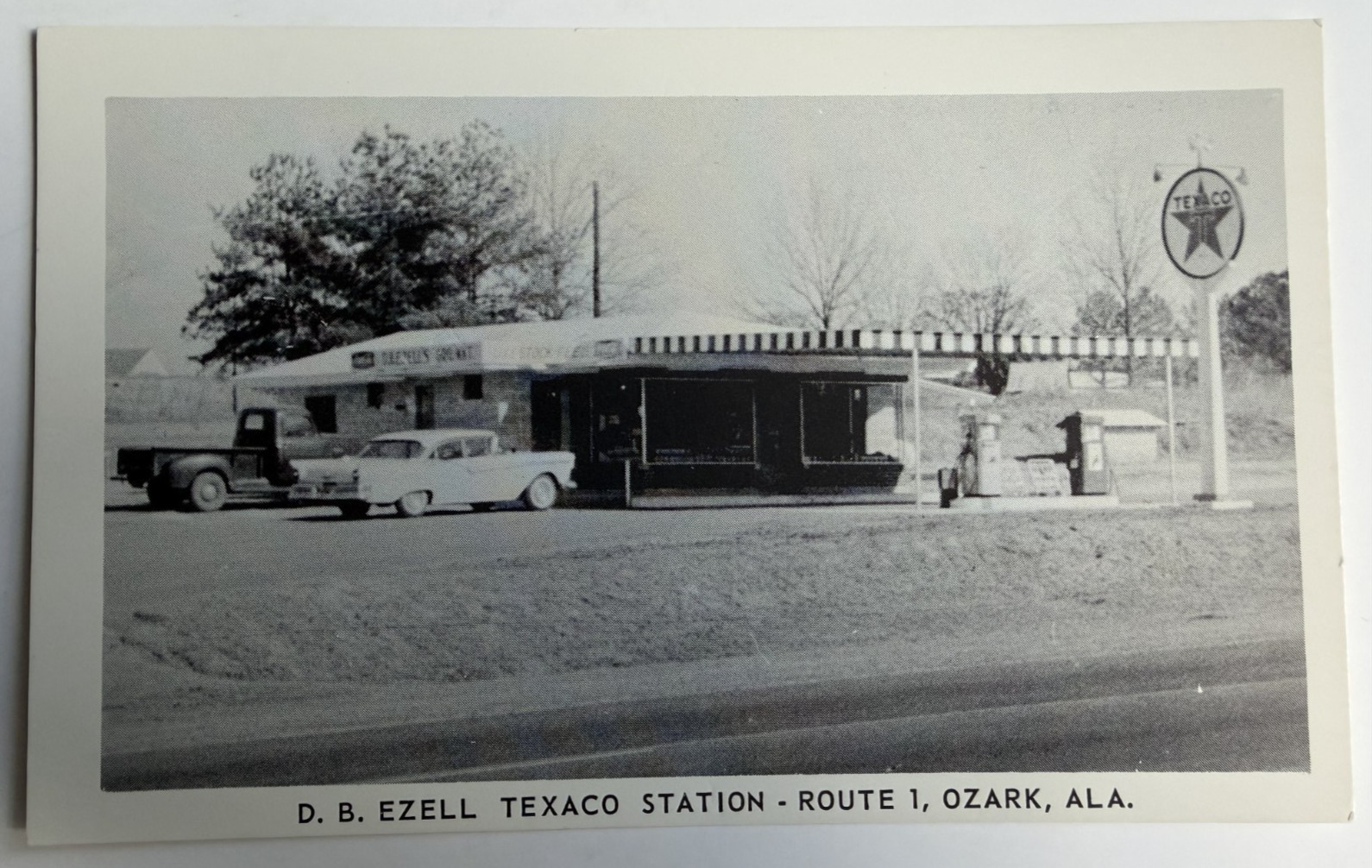 c1940s VTG Texaco Gas Station Postcard Ozark Alabama AL DB Ezell Route 1 Truck 
