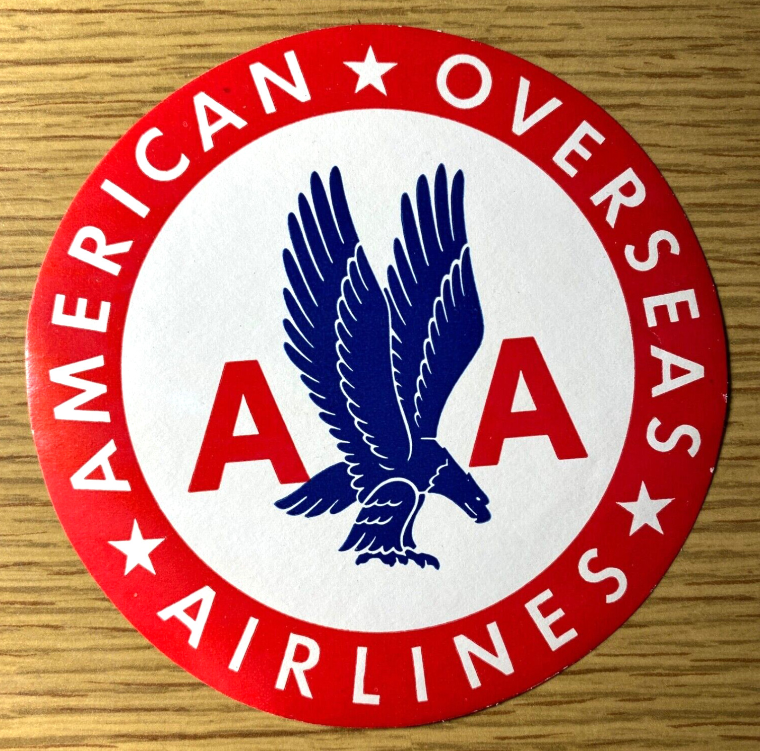 1950s AMERICAN AIRLINES vintage 4.5 inch round decal sticker OVERSEAS DIVISION 1950s AMERICAN AIRLINES vintage 4.5 inch round decal sticker OVERSEAS DIVISION