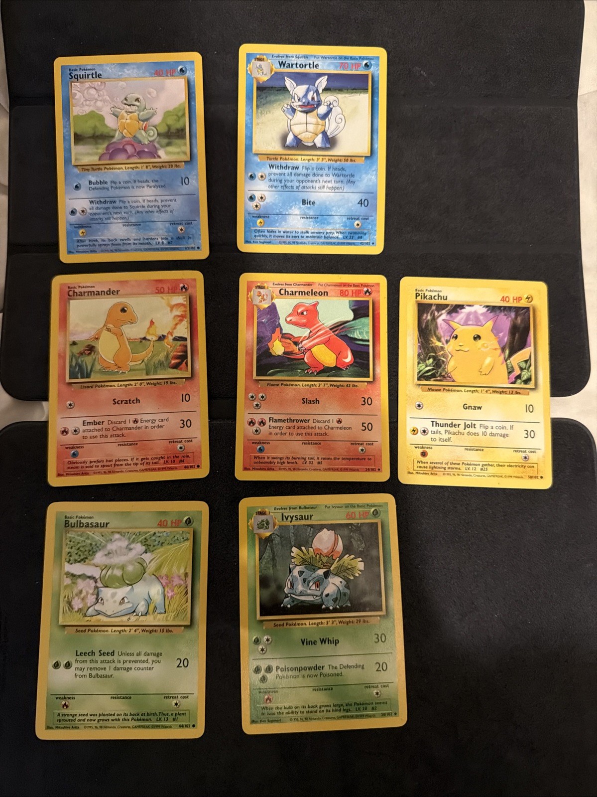 Pokémon TCG Base Set Starters - Bulbasaur - Charmander - Squirtle - Pikachu