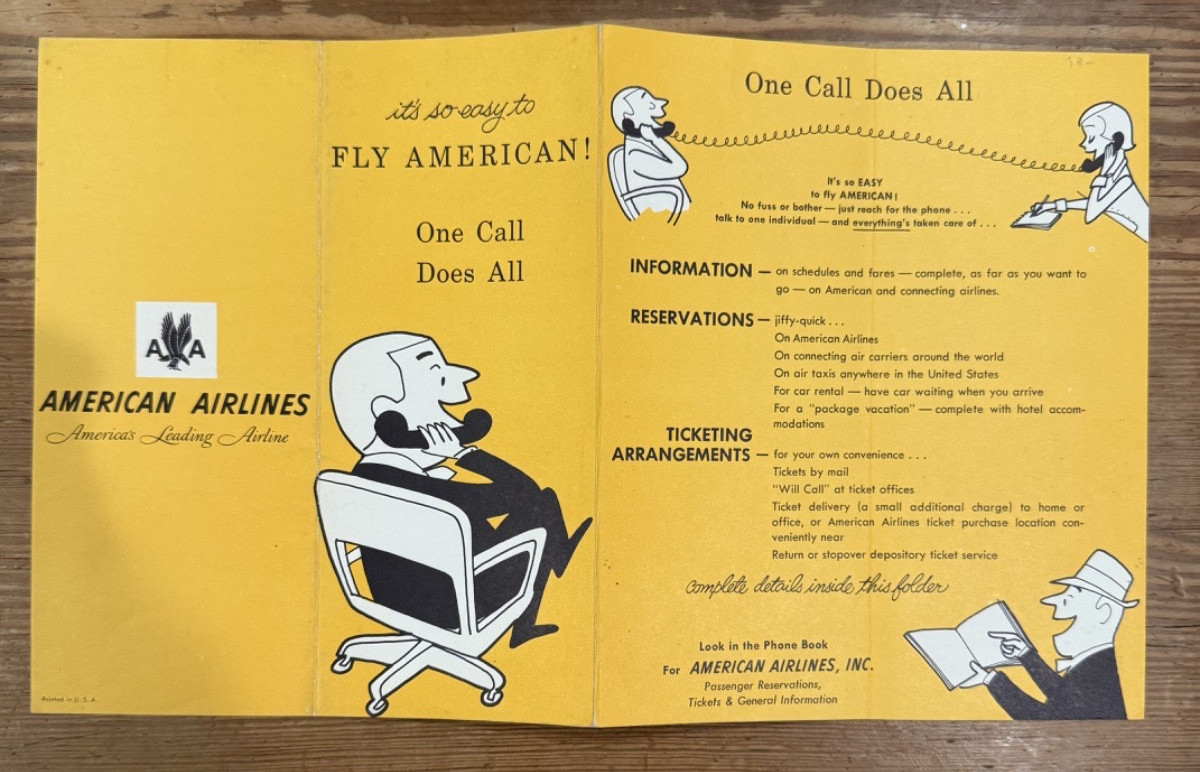 Vintage 1950\'s American Airlines Ticketing Services Folder Vintage 1950\'s American Airlines Ticketing Services Folder