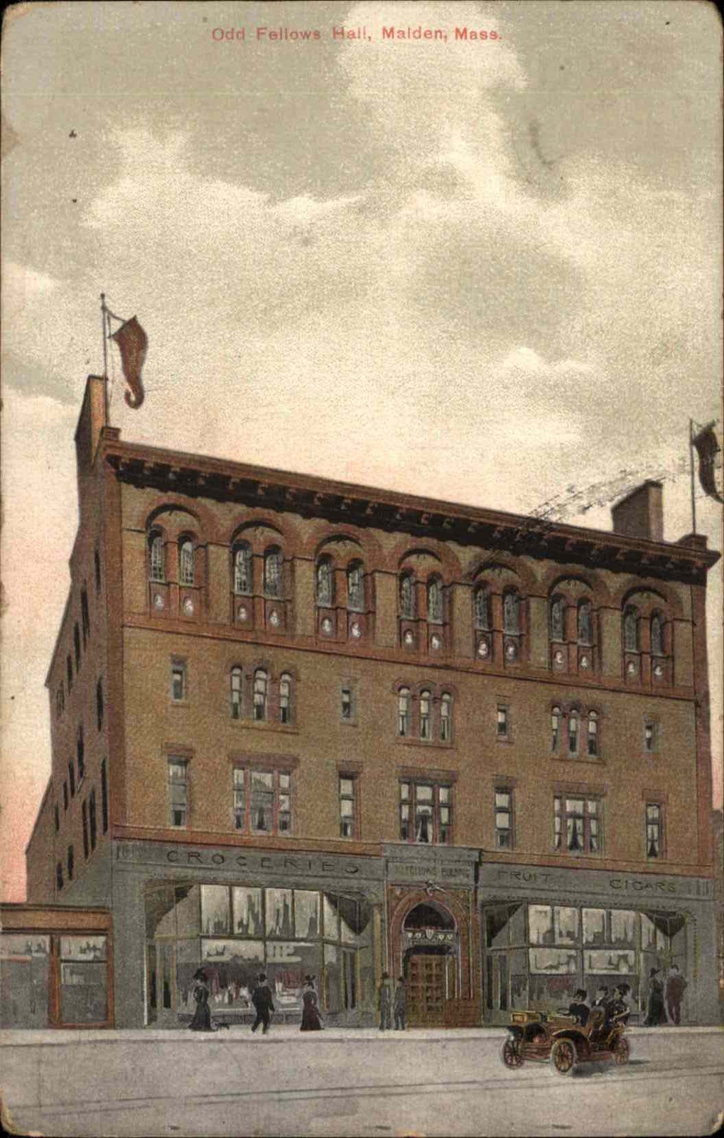 Malden Massachusetts MA Odd Fellows Hall Fraternal c1900s-20s Postcard