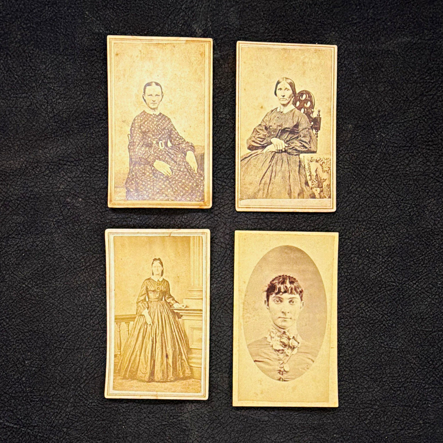 Sepia CDV Photos Lot Of 4 Women Antique Carte de Viste mid 1800’s 2 w/ tax stamp Sepia CDV Photos Lot Of 4 Women Antique Carte de Viste mid 1800’s 2 w/ tax stamp