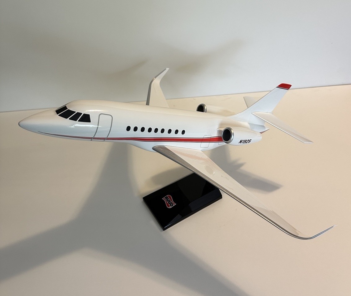 Pacmin Model Jet N1925 Rudd Co branded. Dassault Falcon Aircraft, Stand & Box