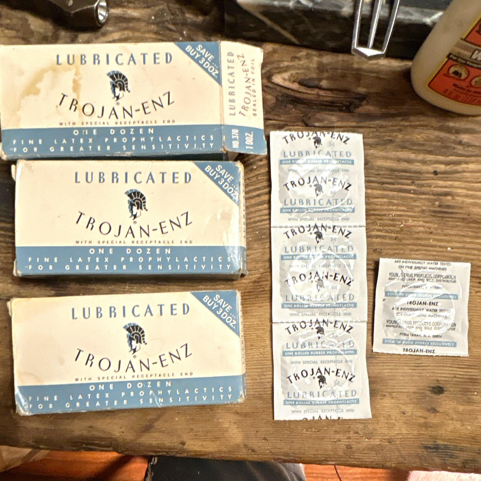Vintage Trojan-ENZ Lubricated Fine Latex Prophylactics 1 Dozen (3 Boxes)