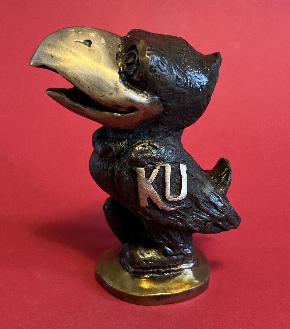 Kansas University Jayhawk Paperweight Collectible Heavy Cast Figure Tall Bird KU