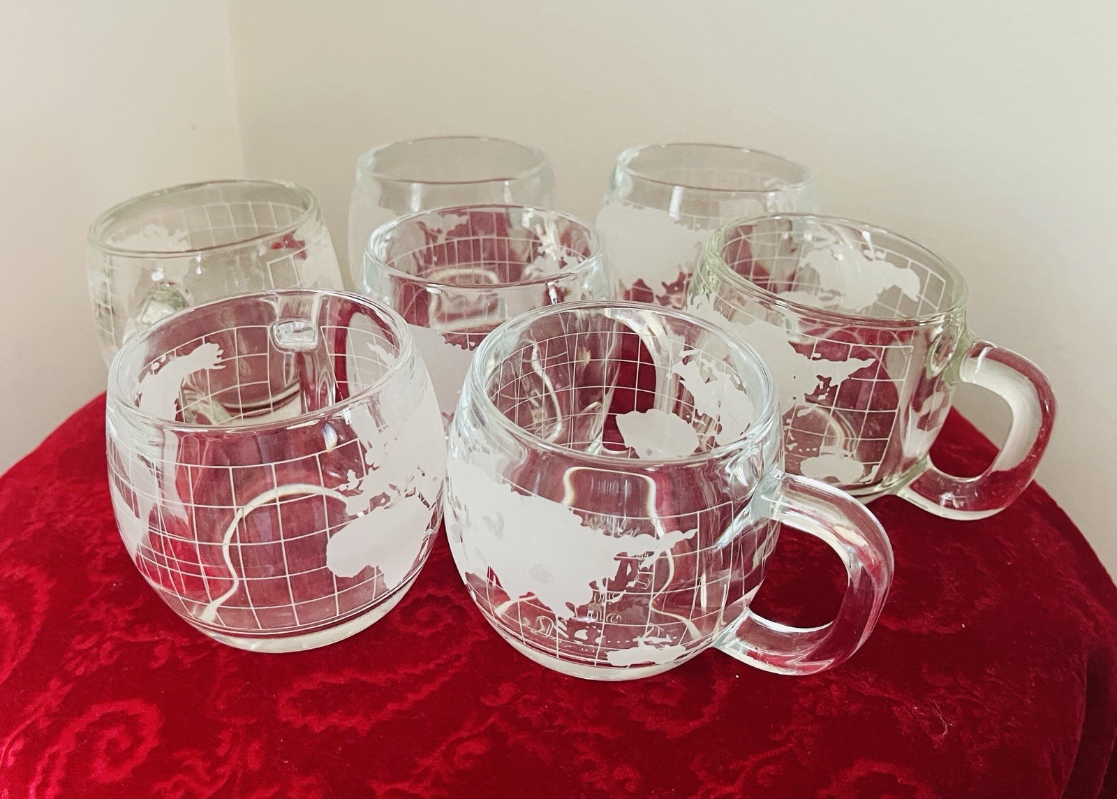 Nestle Nescafé Globe Mugs World Map Coffee Tea Vintage 1970s Lot of 7 Pre-Owned