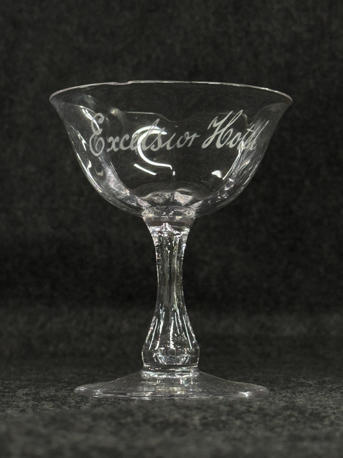 Antique Excelsior Hotel Brisbane QLD Etched Stemmed Glass c1900 Australiana