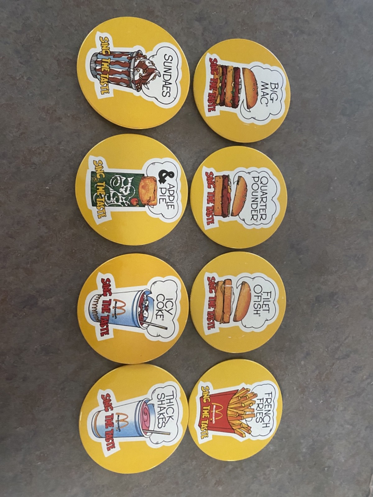 Vintage 1981 McDonald\'s Pinback Buttons Pins Quarter Pounder & 7 more