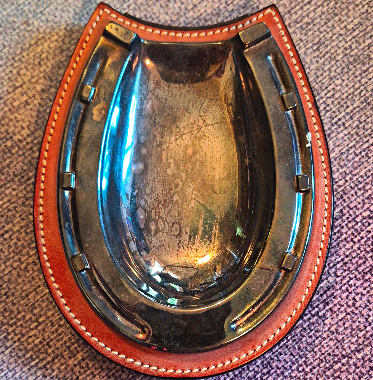Ralph Lauren Grayson Silver Leather Horseshoe Trinket Tray RL-10 2009